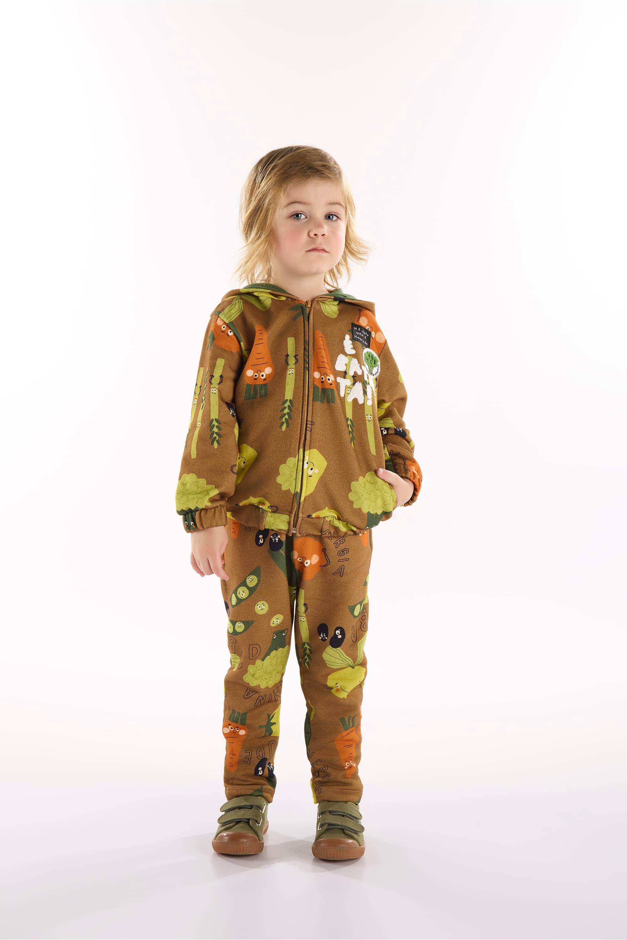 Conjunto Vegetais Infantil com Jaqueta e Calça (Marrom) Três e Já - Imagem 9