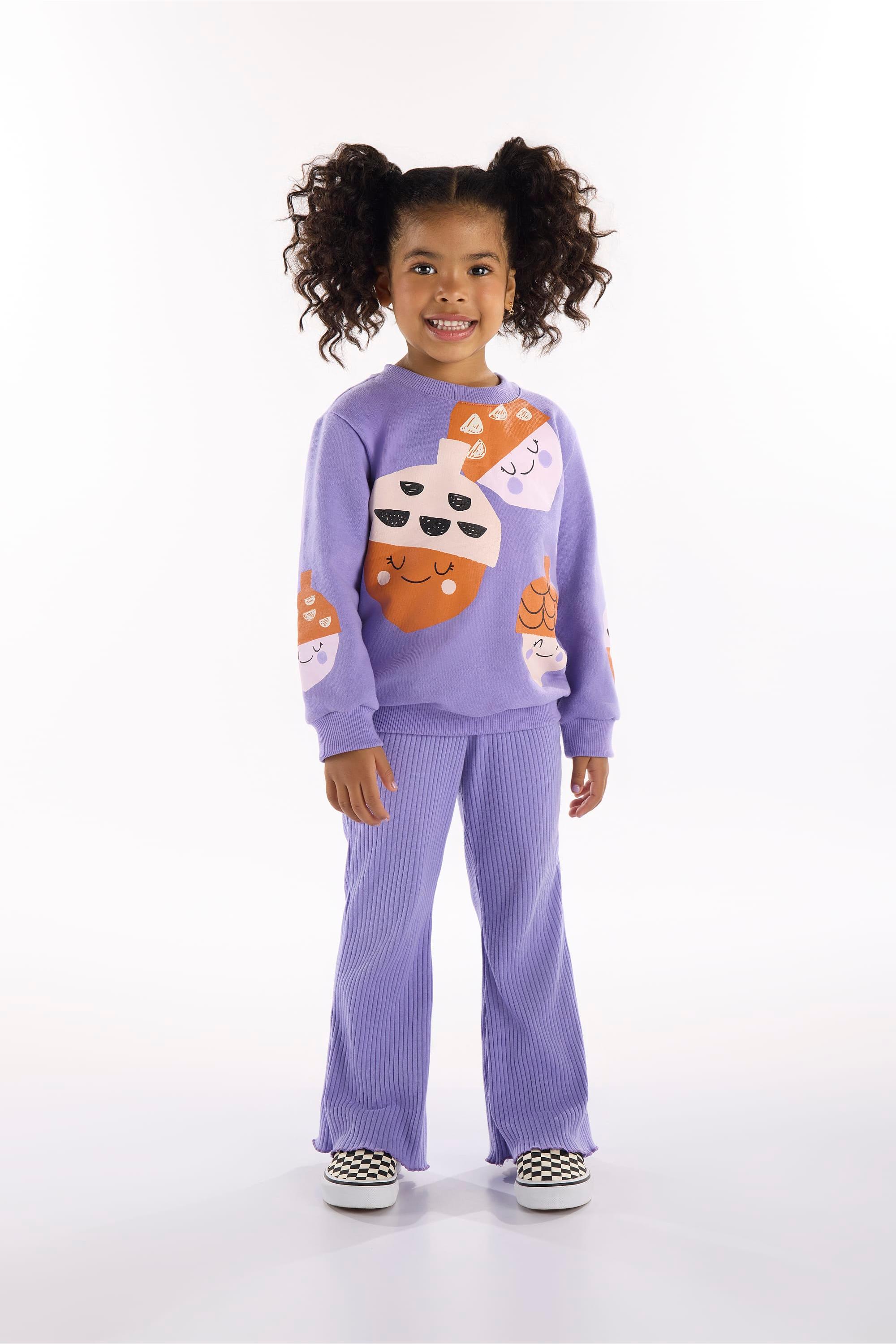Conjunto Infantil Jardim Secreto com Blusão e Calça (Roxo) Três e Já - Imagem 33