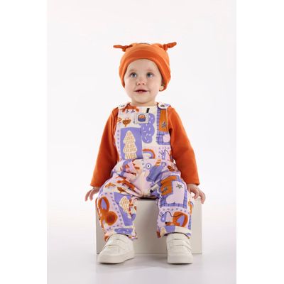 Conjunto Jardim Secreto para Bebê Menina (Laranja) Três e Já
