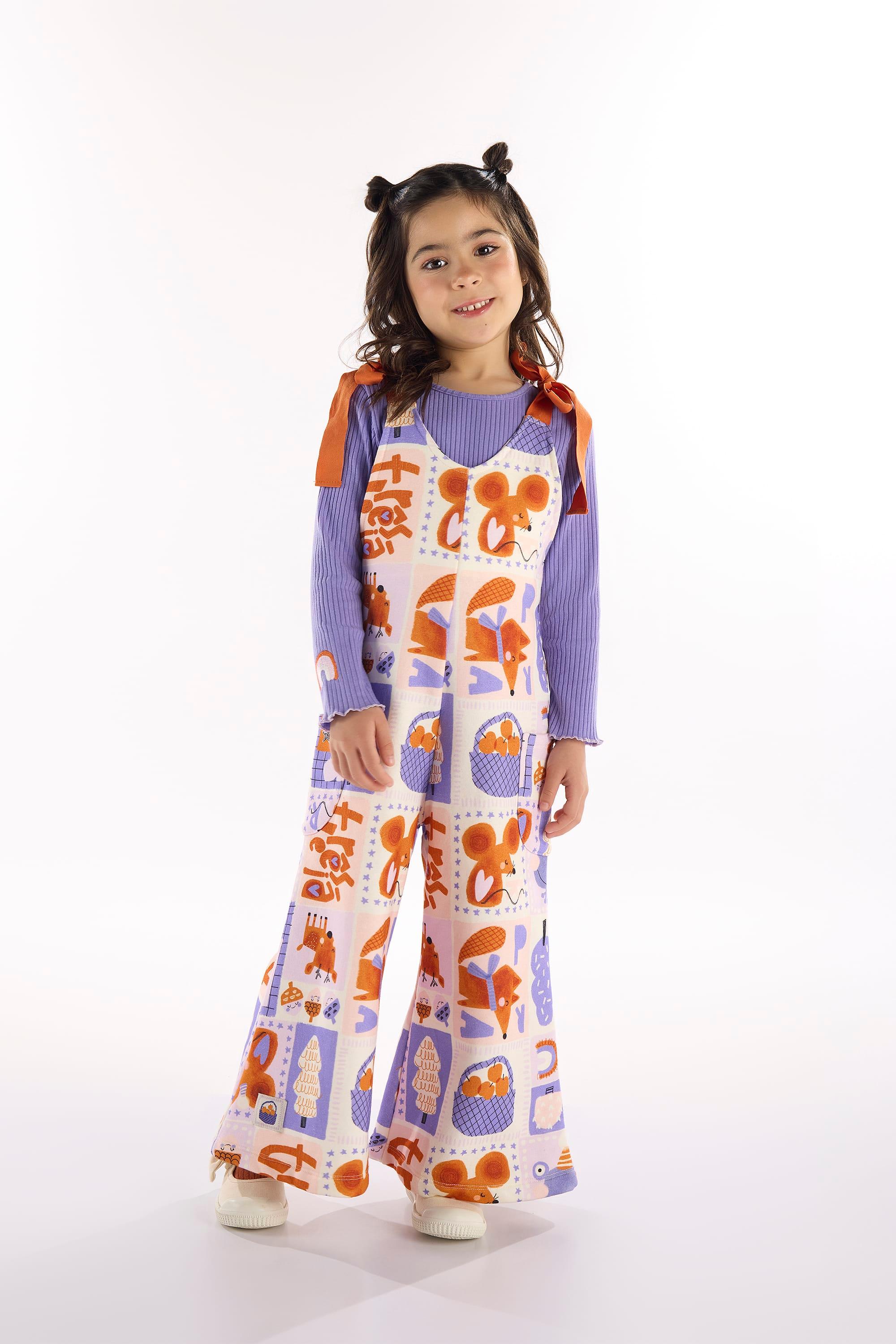 Conjunto Jardim Secreto Infantil com Cropped e Jardineira (Off White) Três e Já — 04