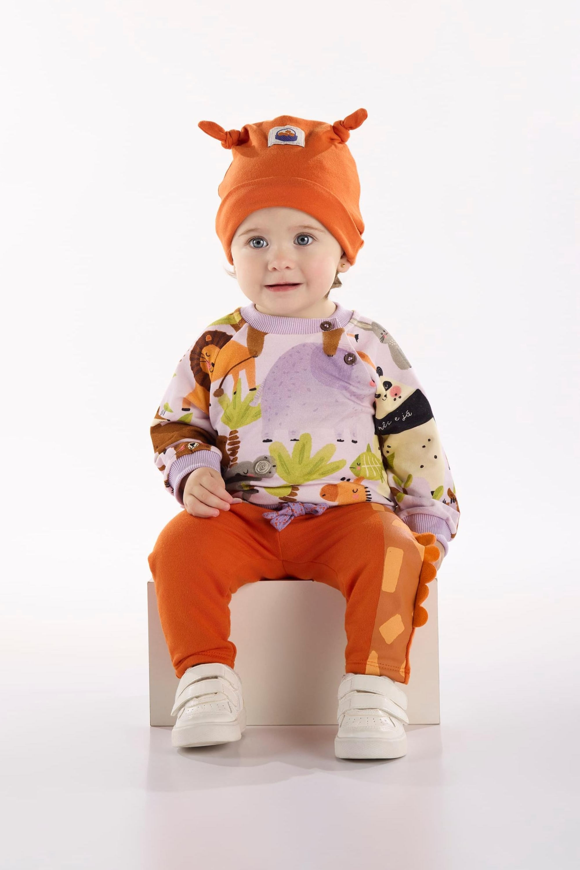 Conjunto Safári Encantado para Bebê Menina (Roxo) Três e Já