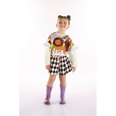 Conjunto Safári Encantado Infantil Feminino (Off White) Três e Já