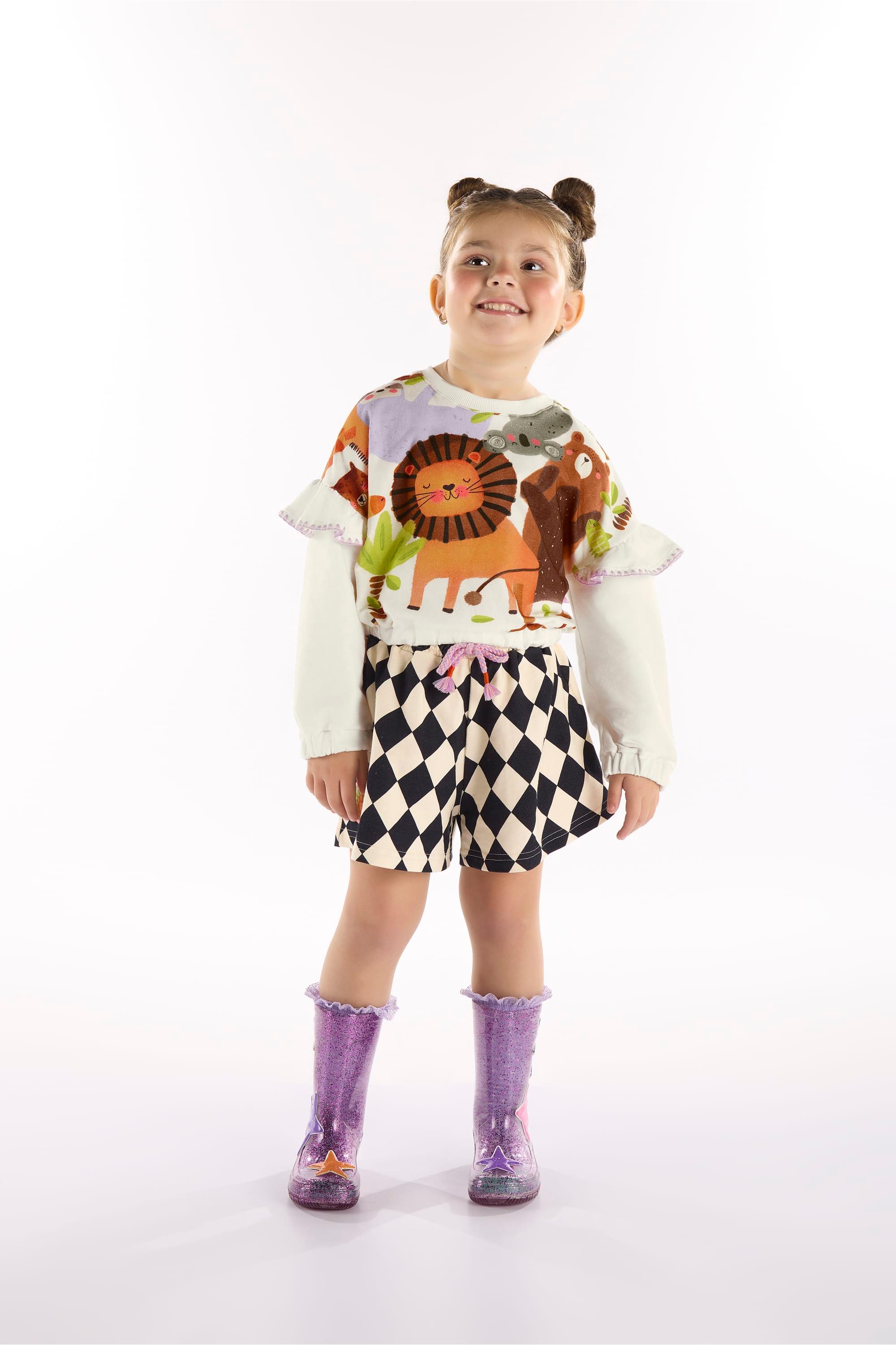 Conjunto Safári Encantado Infantil Feminino (Off White) Três e Já - Imagem 17