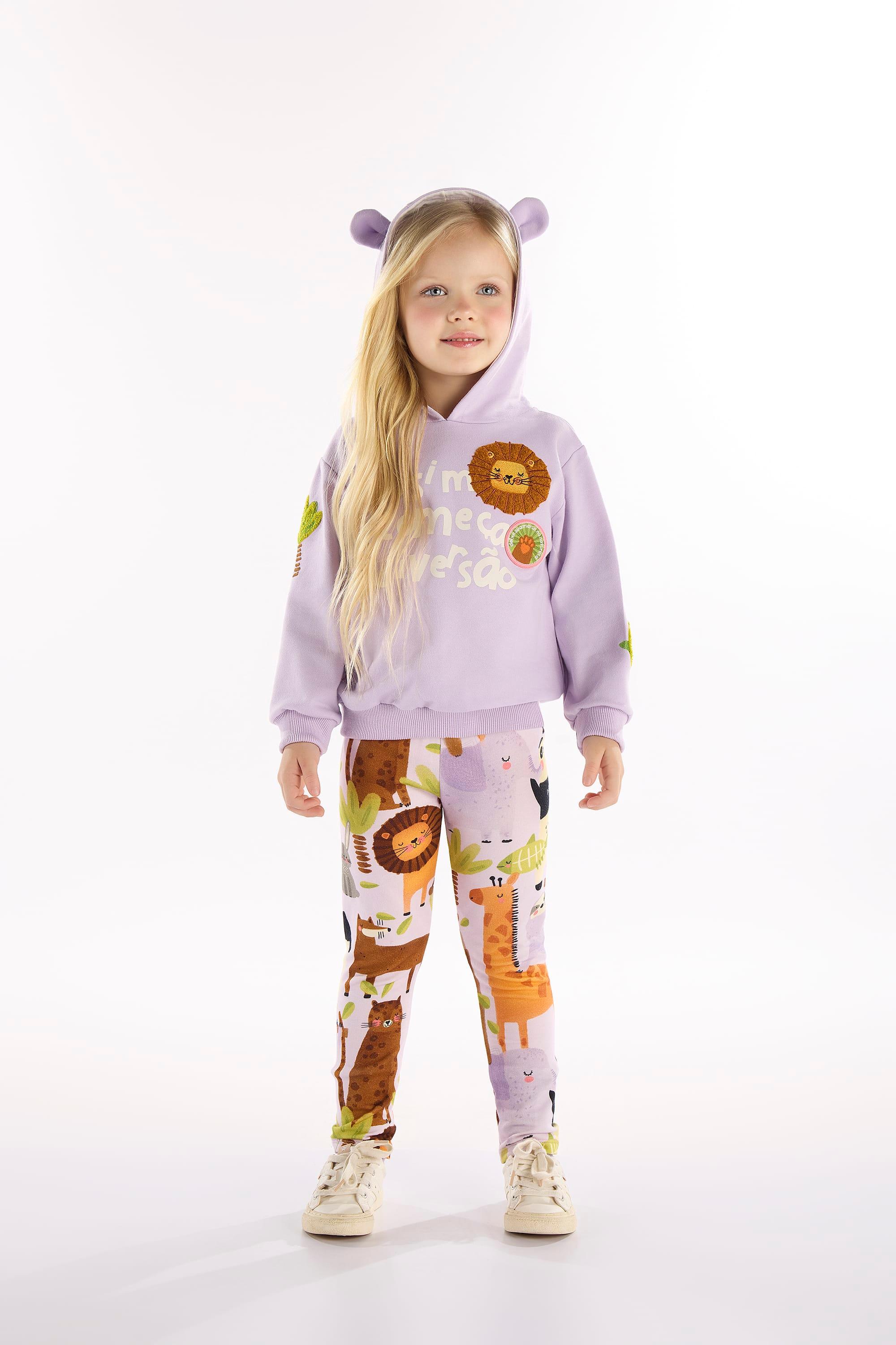 Conjunto Infantil Feminino Safári Encantado (Roxo) Três e Já