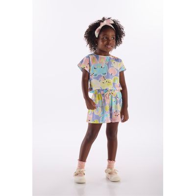 Conjunto Folia Infantil com Blusa e Short (Roxo) Três e Já