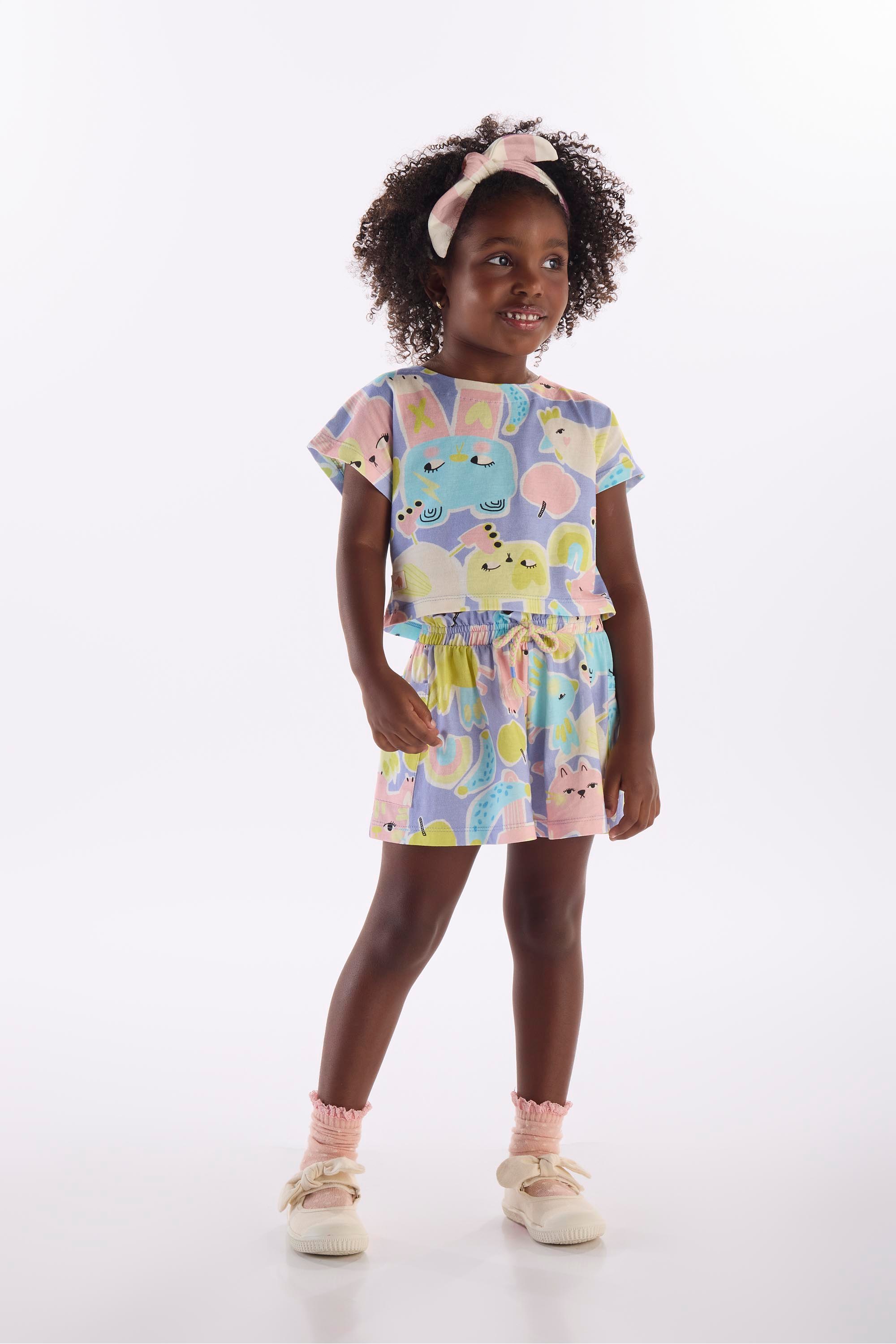 Conjunto Folia Infantil com Blusa e Short (Roxo) Três e Já - Imagem 25