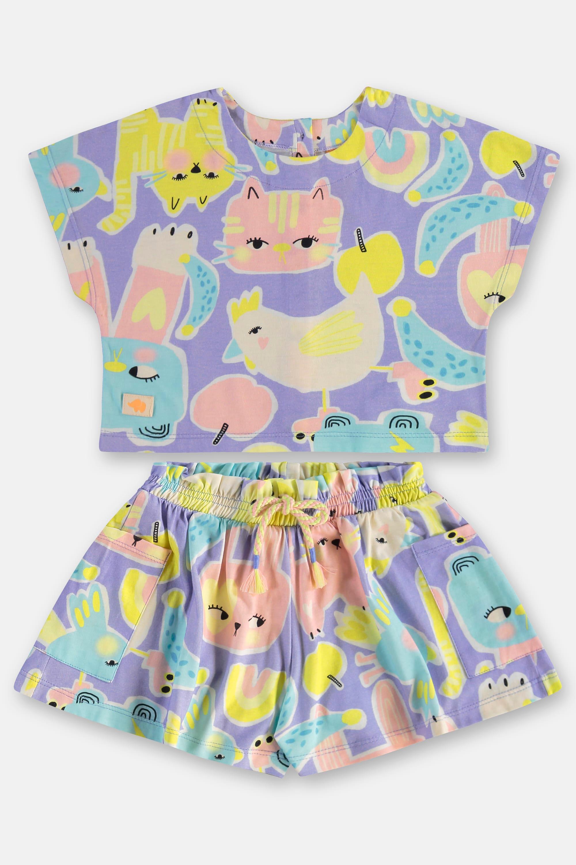 Conjunto Folia Infantil com Blusa e Short (Roxo) Três e Já - Imagem 42