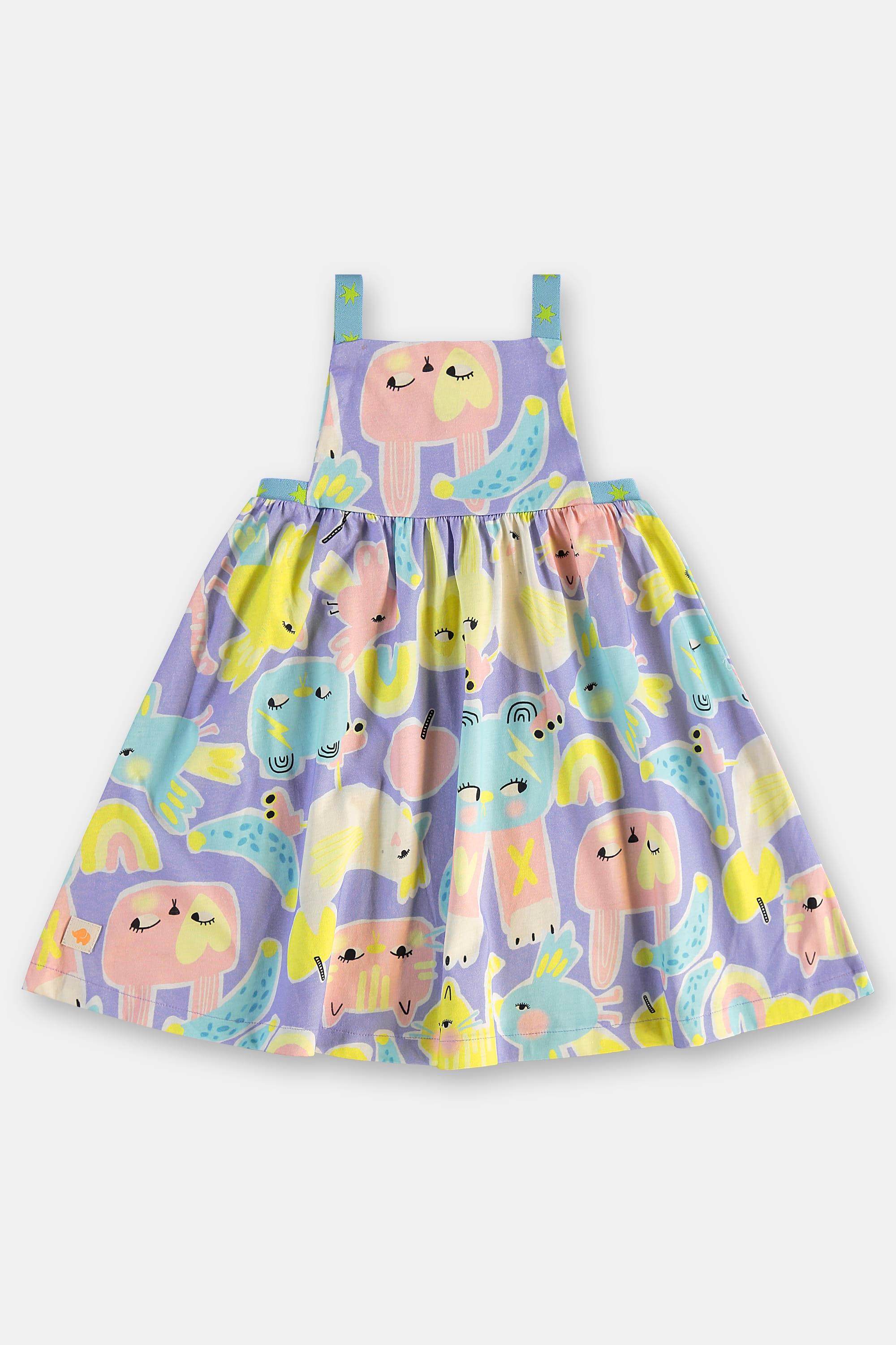 Vestido Infantil Folia em Algodão e Viscose (Azul) Três e Já - Imagem 17