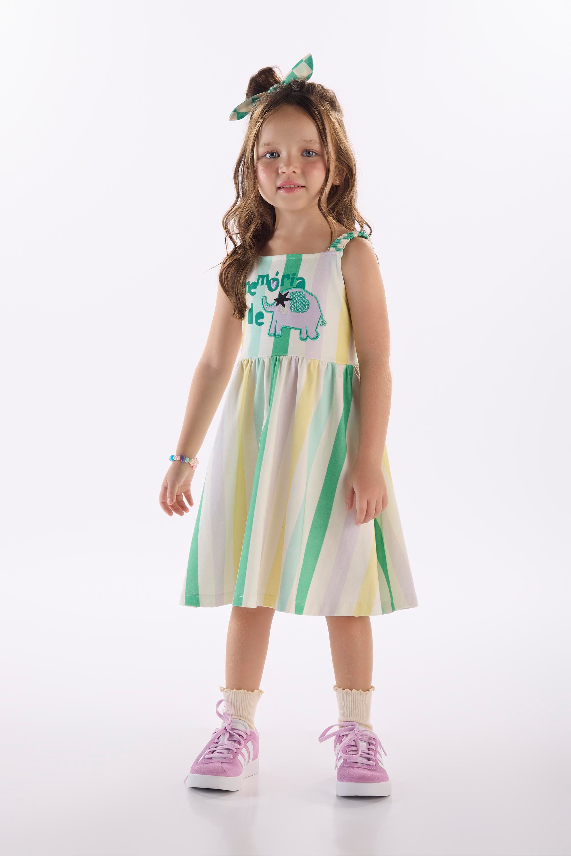 Vestido Infantil Memórias em Algodão (Off White) Três e Já