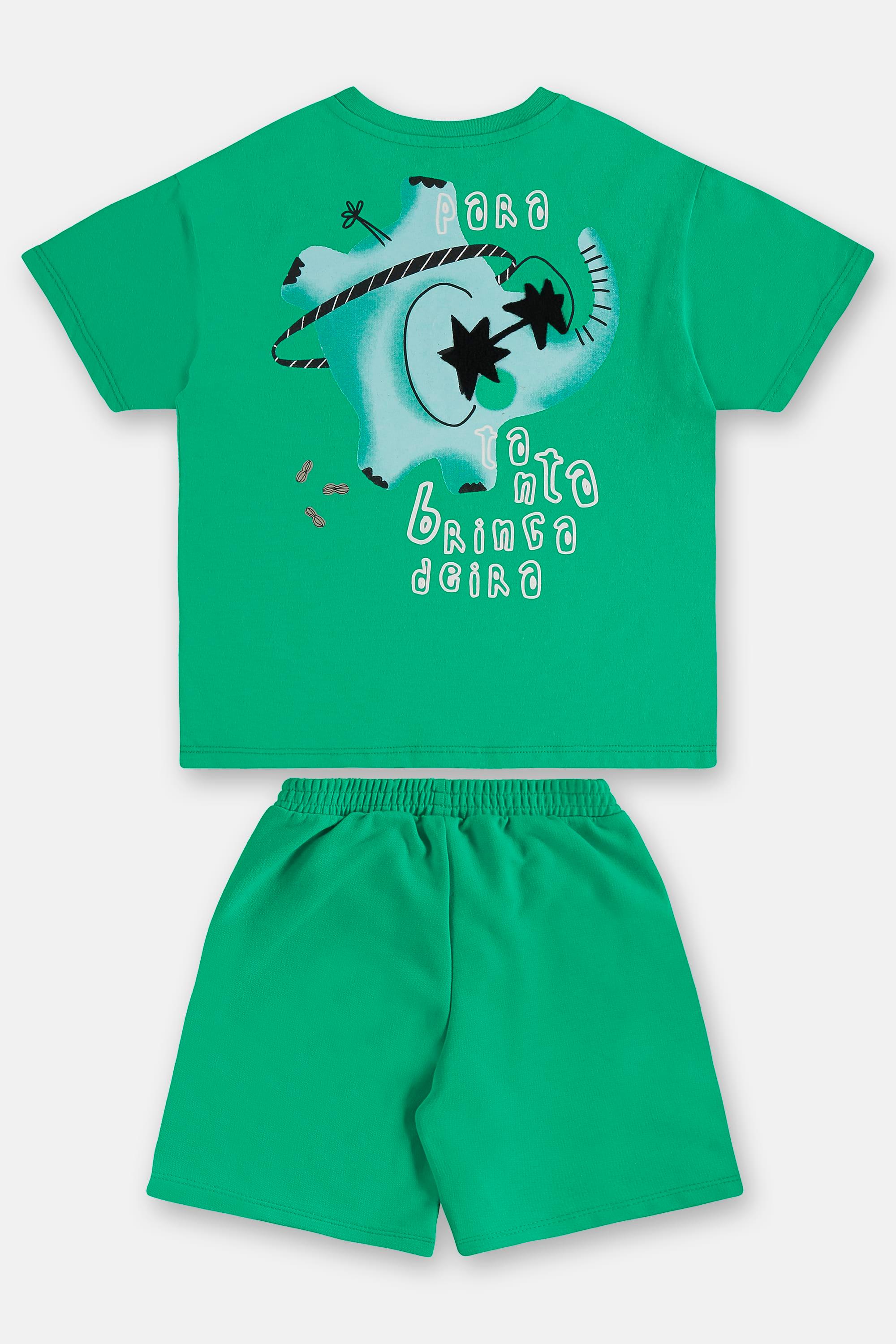 Conjunto Memórias Infantil com Camiseta e Bermuda (Verde) Três e Já - Imagem 6
