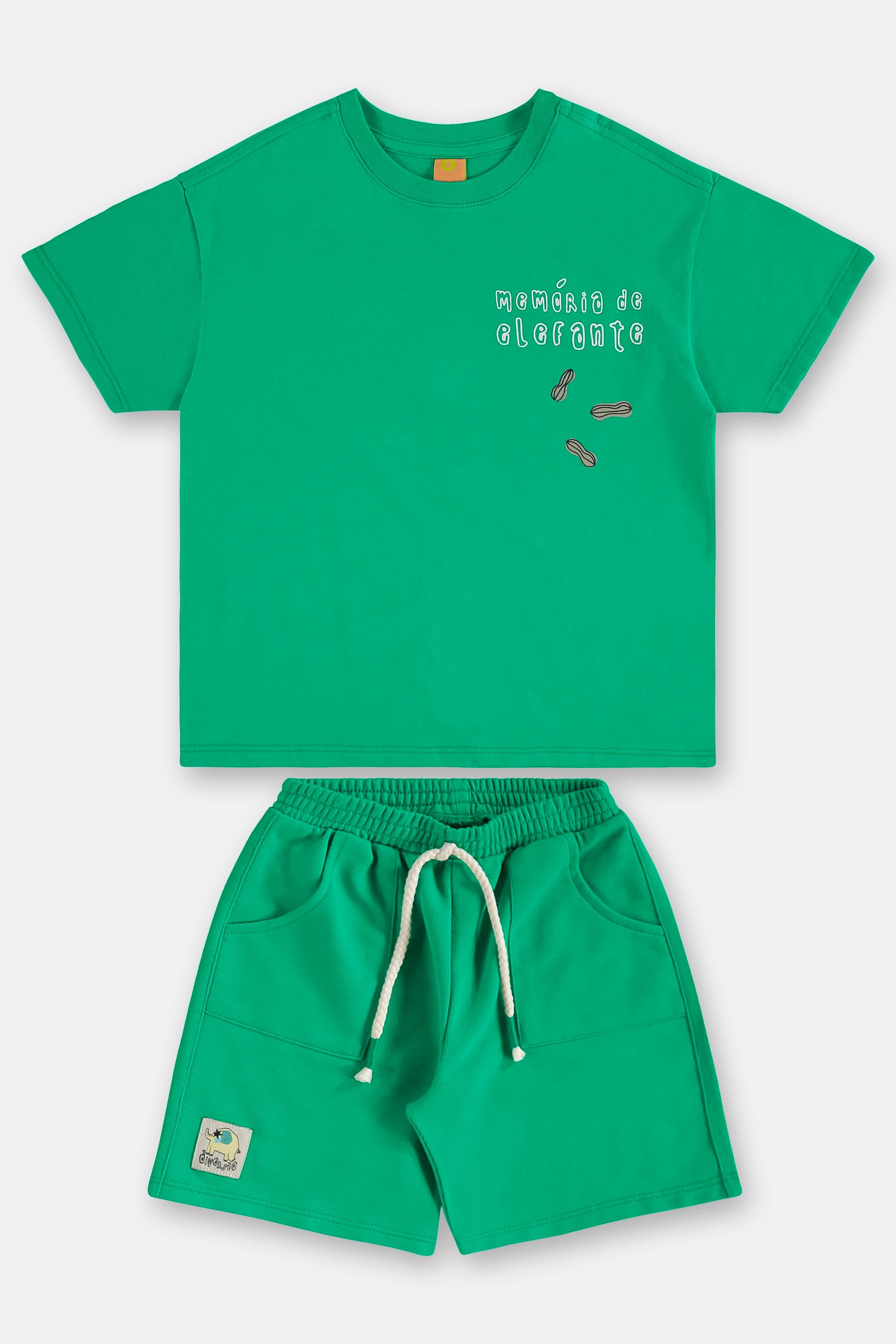 Conjunto Memórias Infantil com Camiseta e Bermuda (Verde) Três e Já - Imagem 18