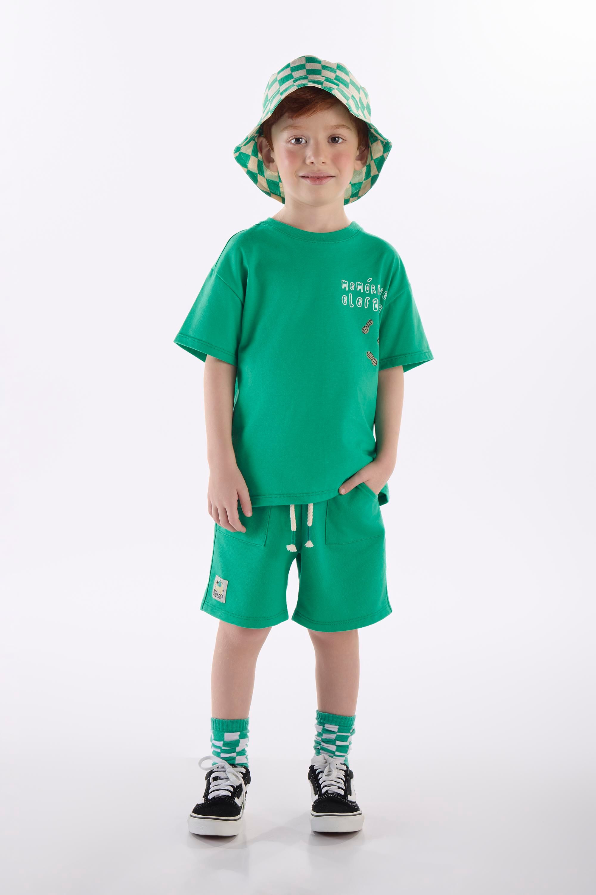 Conjunto Memórias Infantil com Camiseta e Bermuda (Verde) Três e Já - Imagem 41