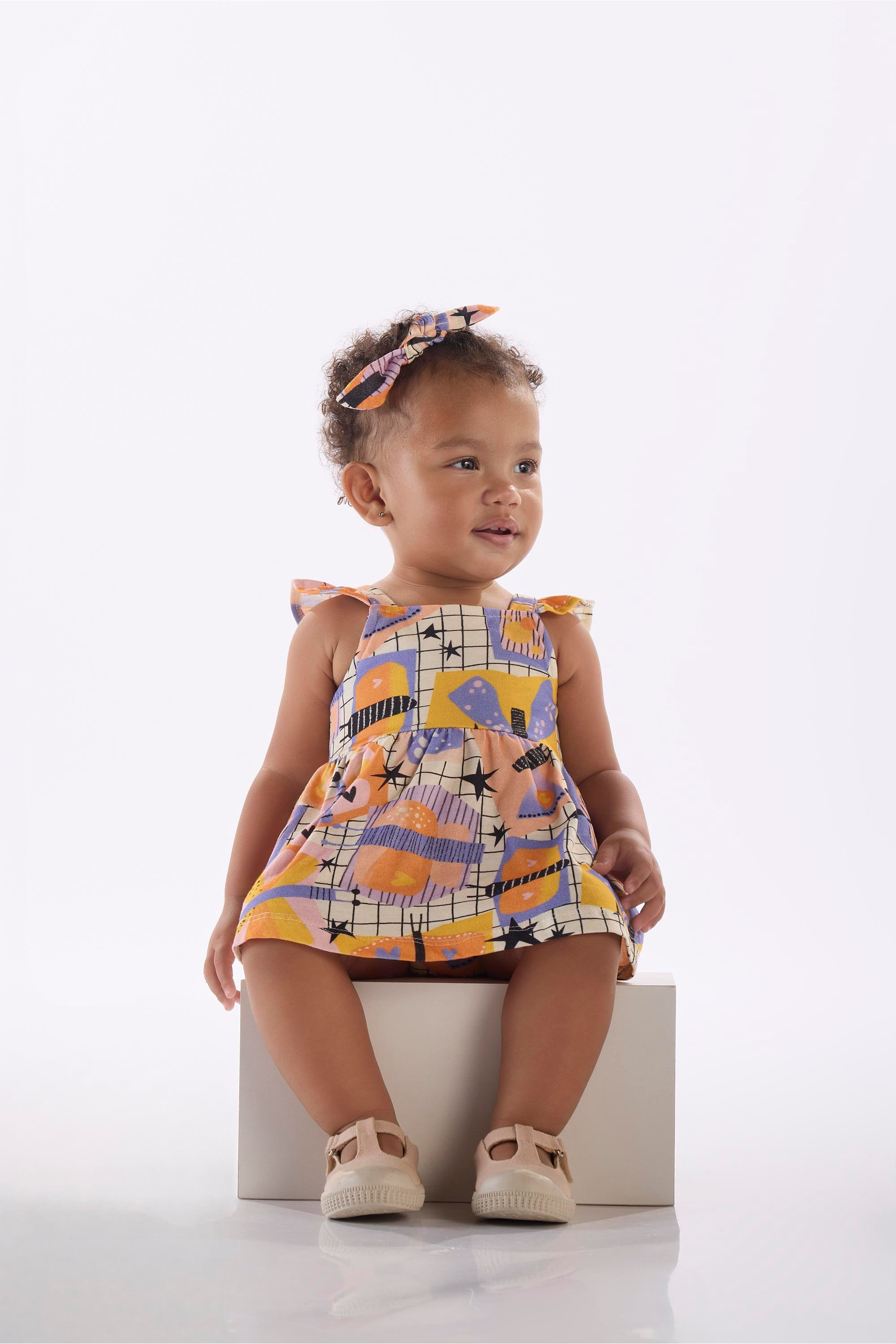 Body Vestido Regata Borboleta para Bebê (Off White) Três e Já