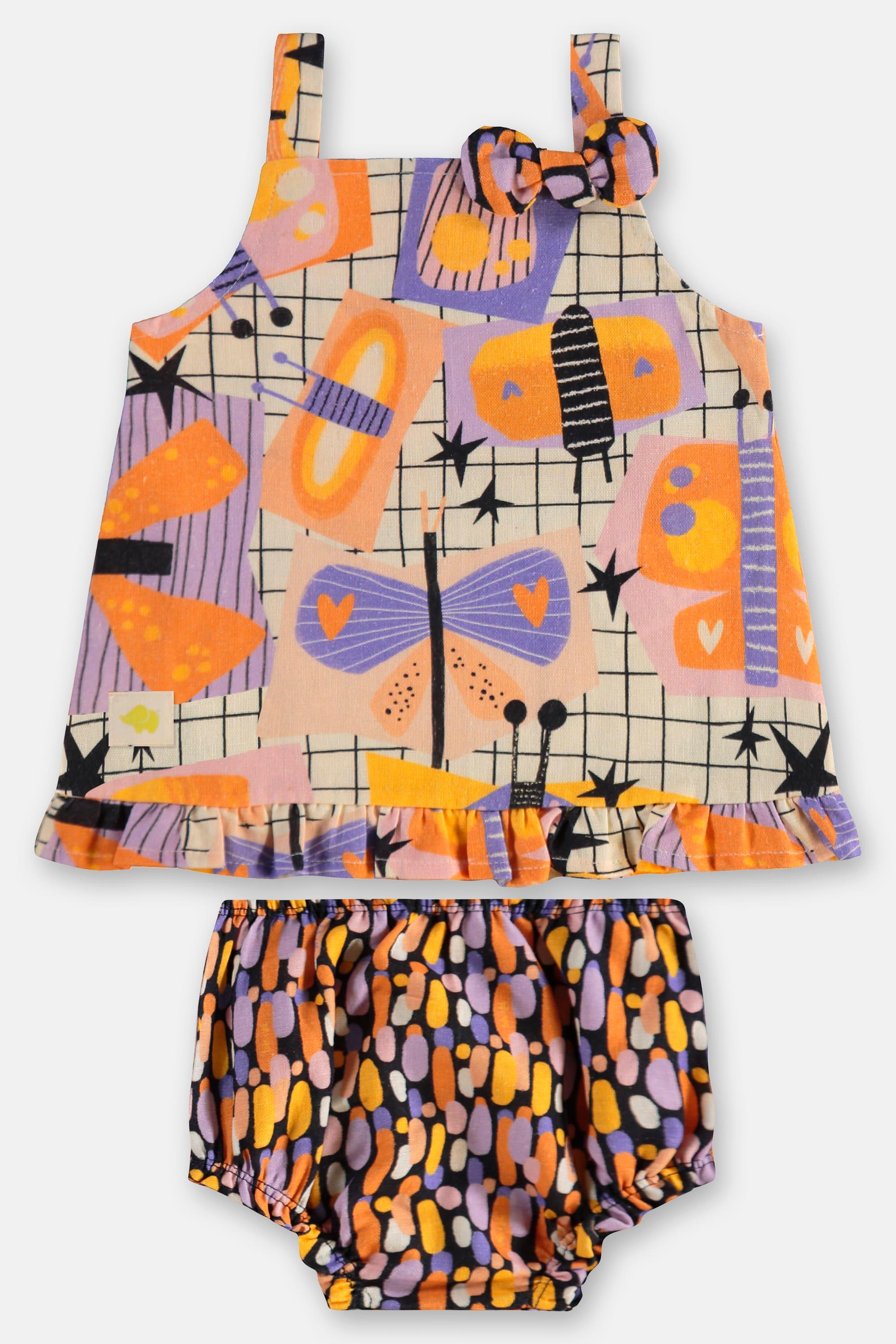 Conjunto Borboleta para Bebê com Bata e Calcinha (Off White) Três e Já - Imagem 26