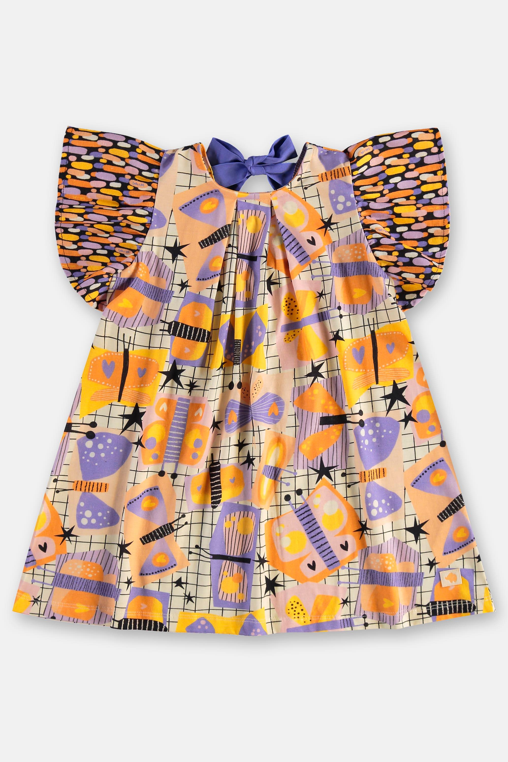 Vestido Borboleta Infantil em Algodão e Viscose (Off White) Três e Já - Imagem 5