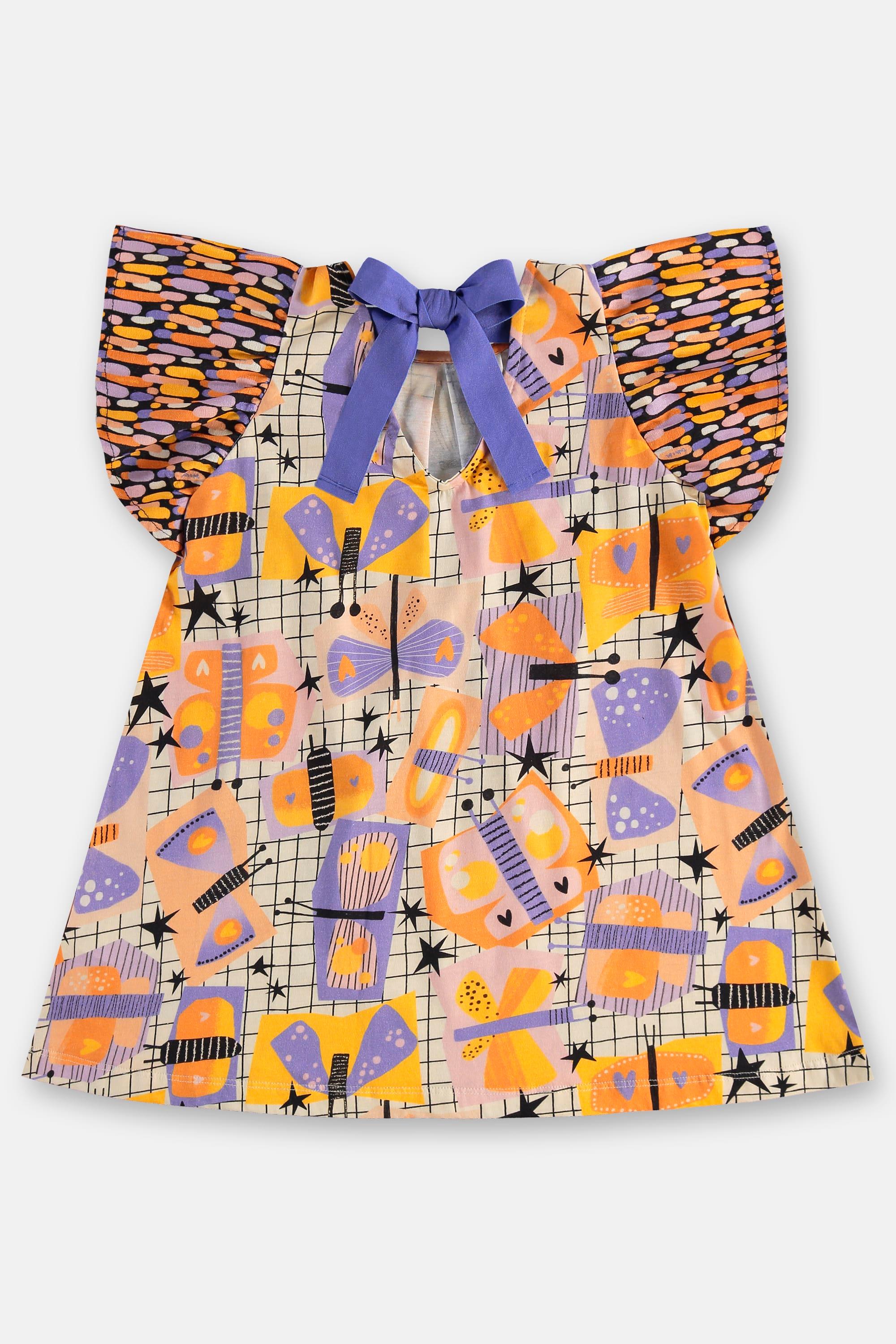 Vestido Borboleta Infantil em Algodão e Viscose (Off White) Três e Já - Imagem 12