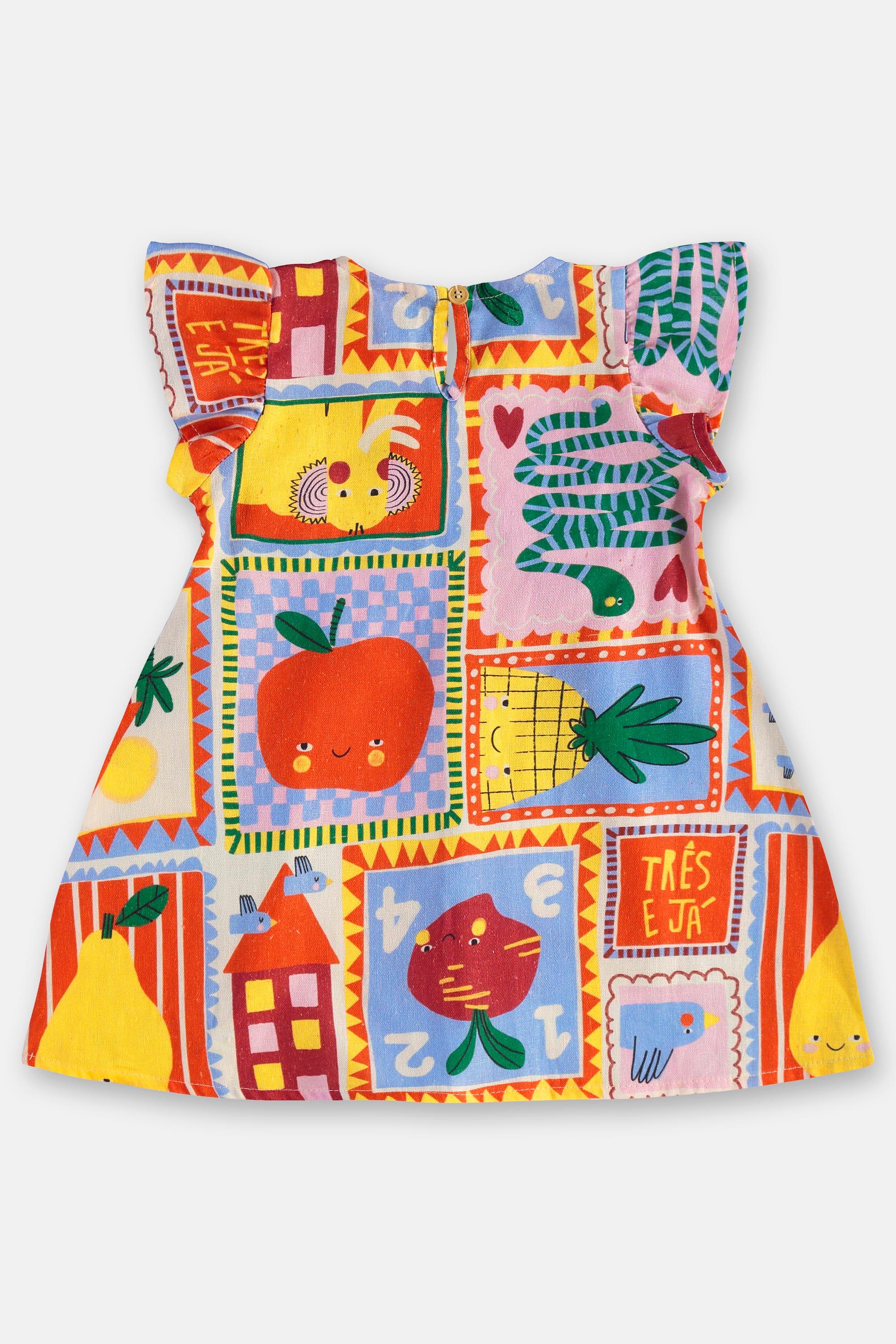 Vestido para Bebê em Viscolinho Charme (Off White) Três e Já - Imagem 3