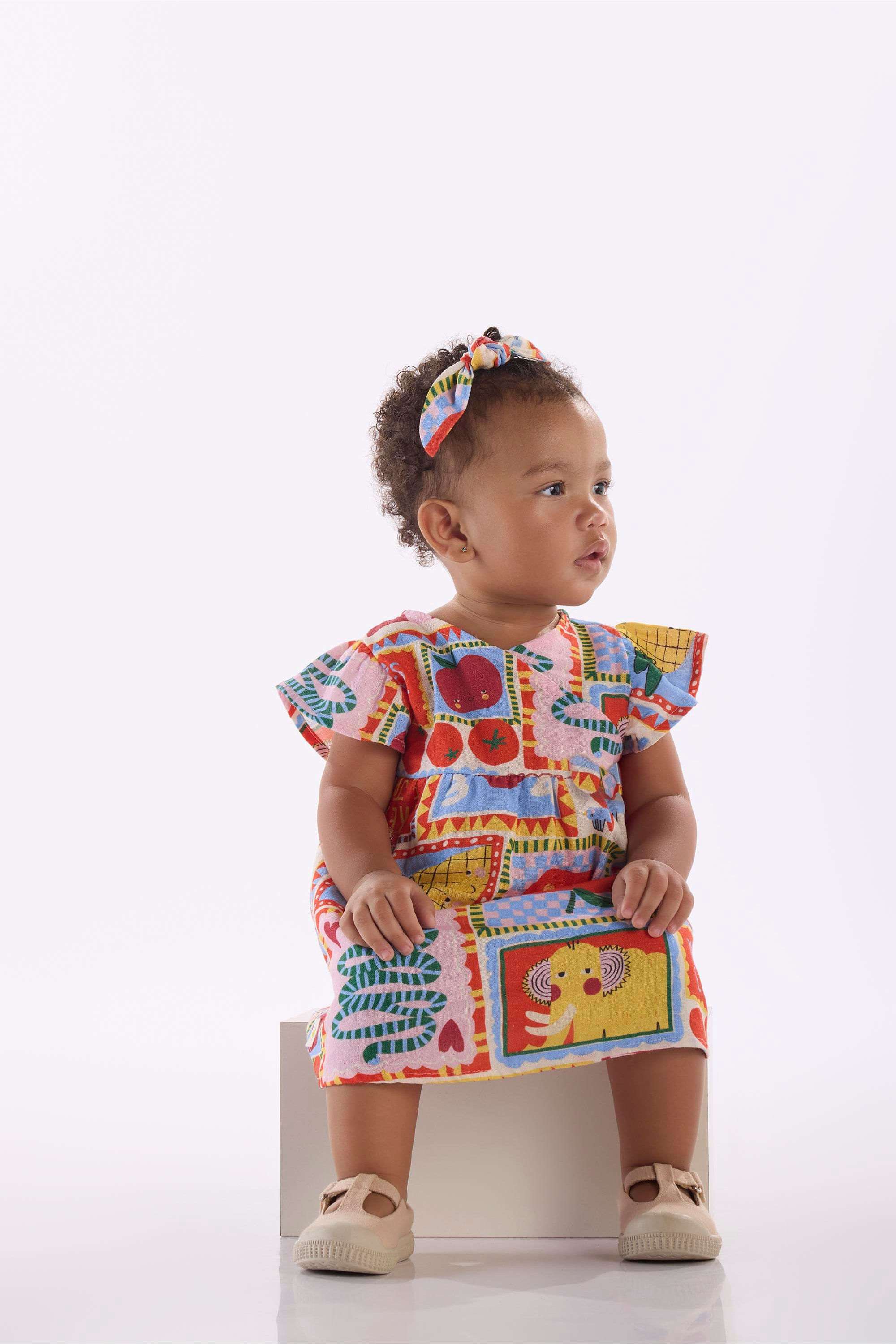 Vestido para Bebê em Viscolinho Charme (Off White) Três e Já - Imagem 7