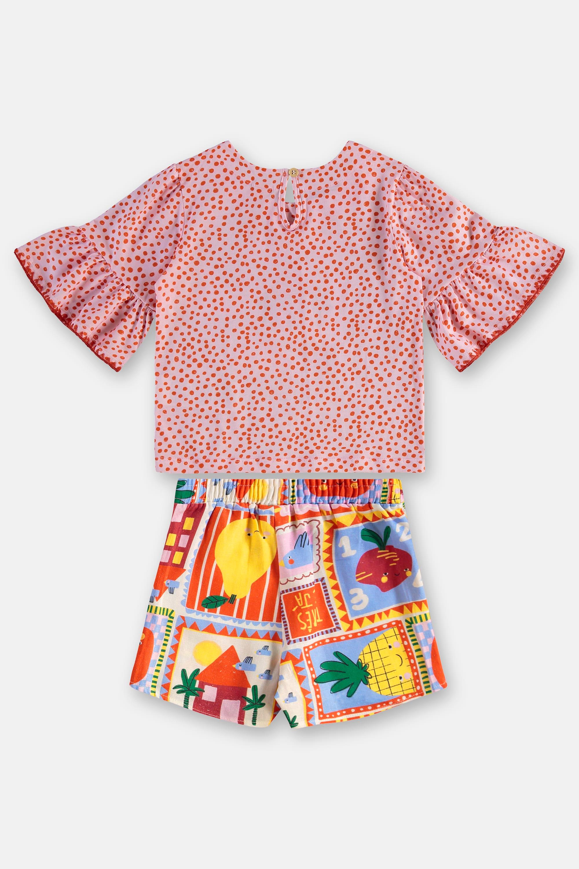Conjunto Charme Infantil com Blusa e Short-Saia (Rosa Claro) Três e Já - Imagem 40