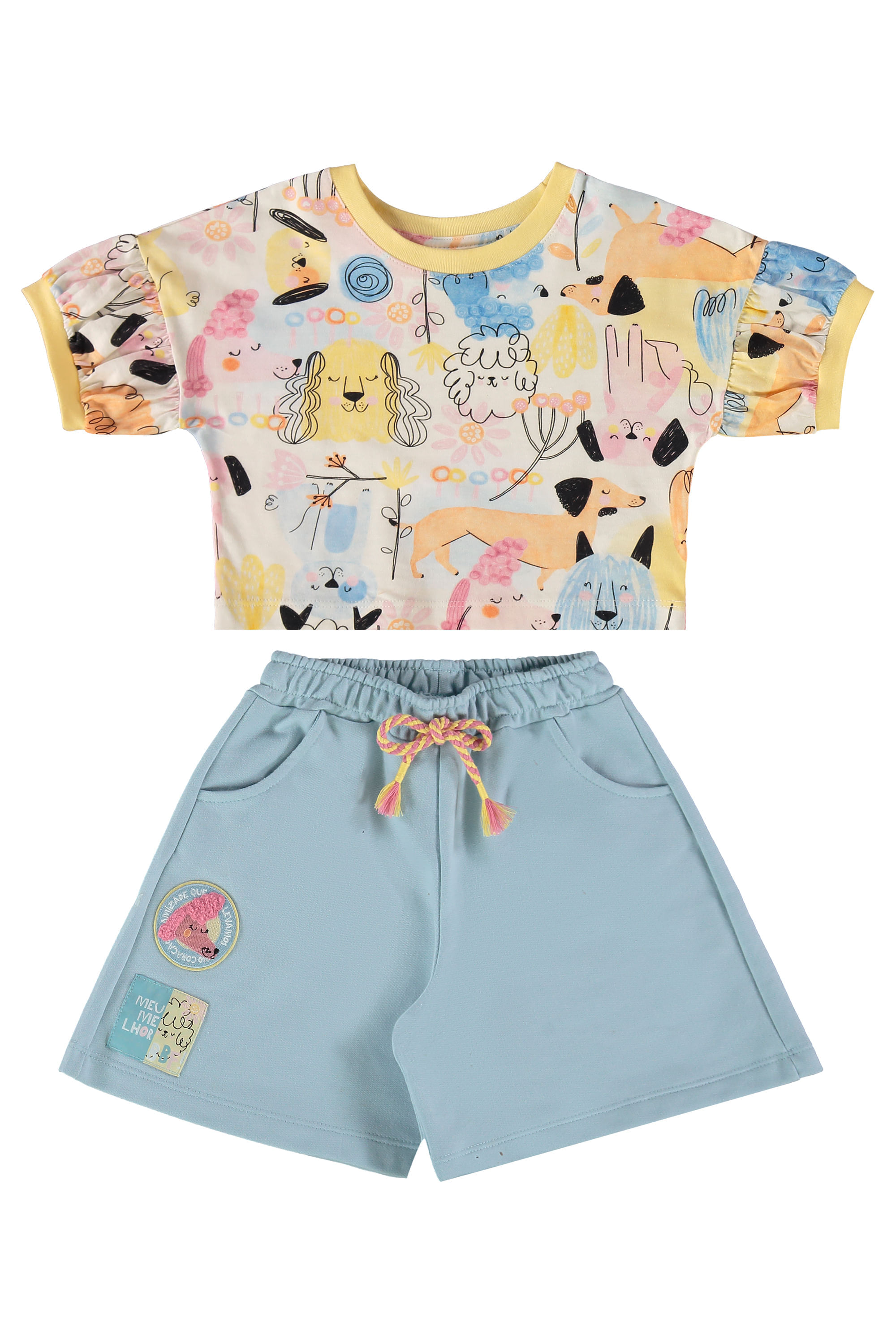 Conjunto Aumigo Infantil Feminino com Blusa e Bermuda (Off White) Três e Já - Imagem 23