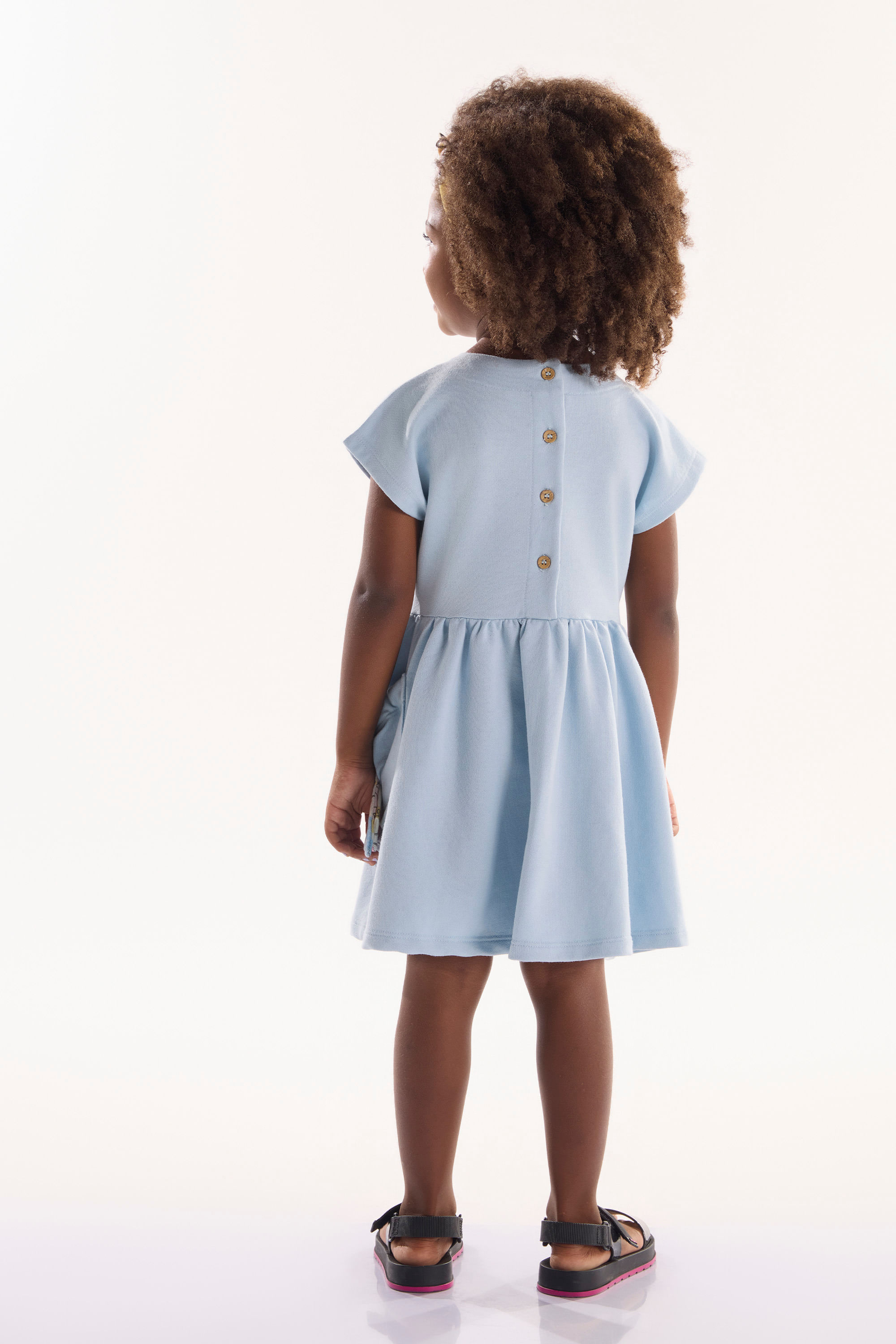 Vestido Infantil Aumigo em Moletom Sem Felpa (Azul) Três e Já - Imagem 15