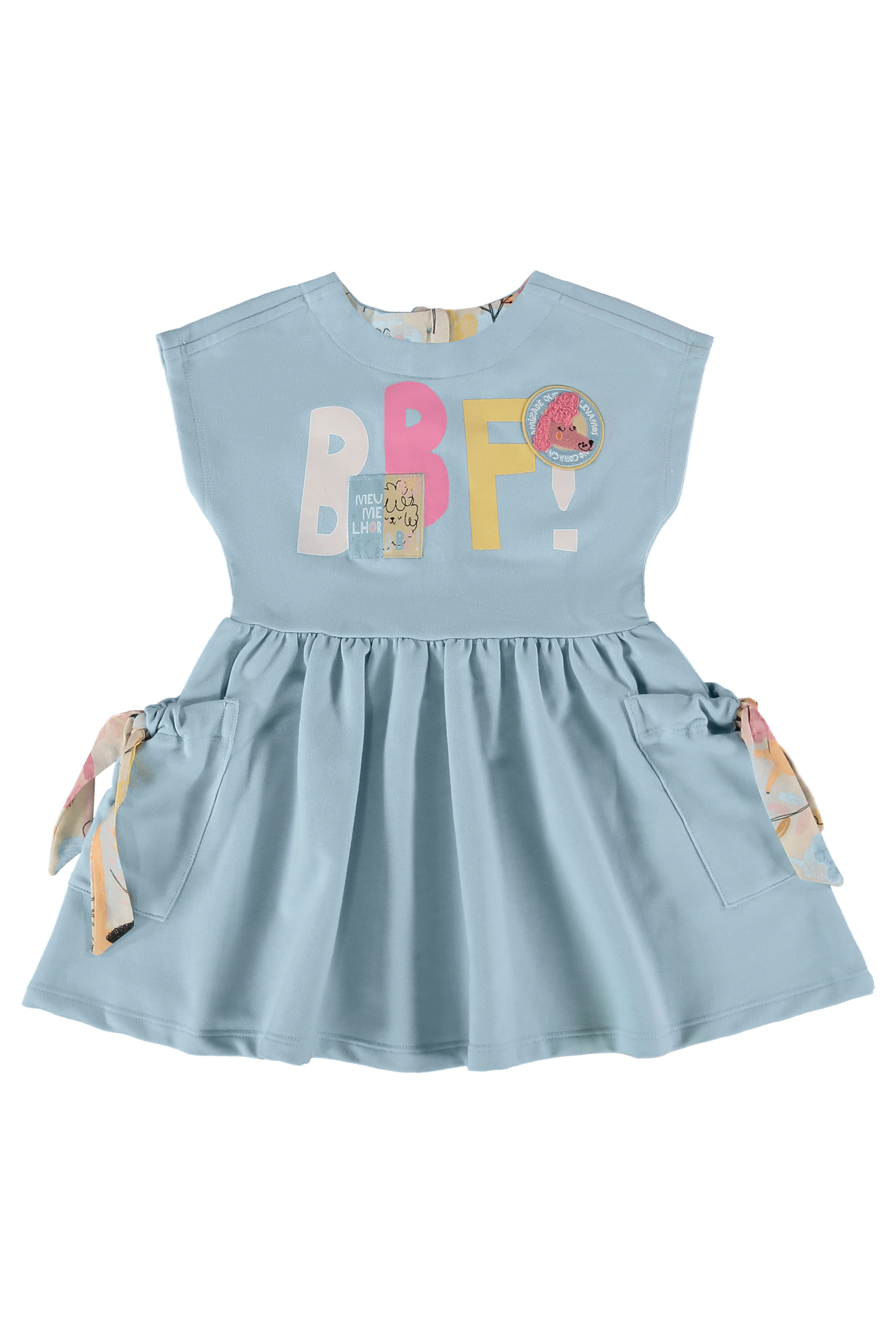 Vestido Infantil Aumigo em Moletom Sem Felpa (Azul) Três e Já - Imagem 22