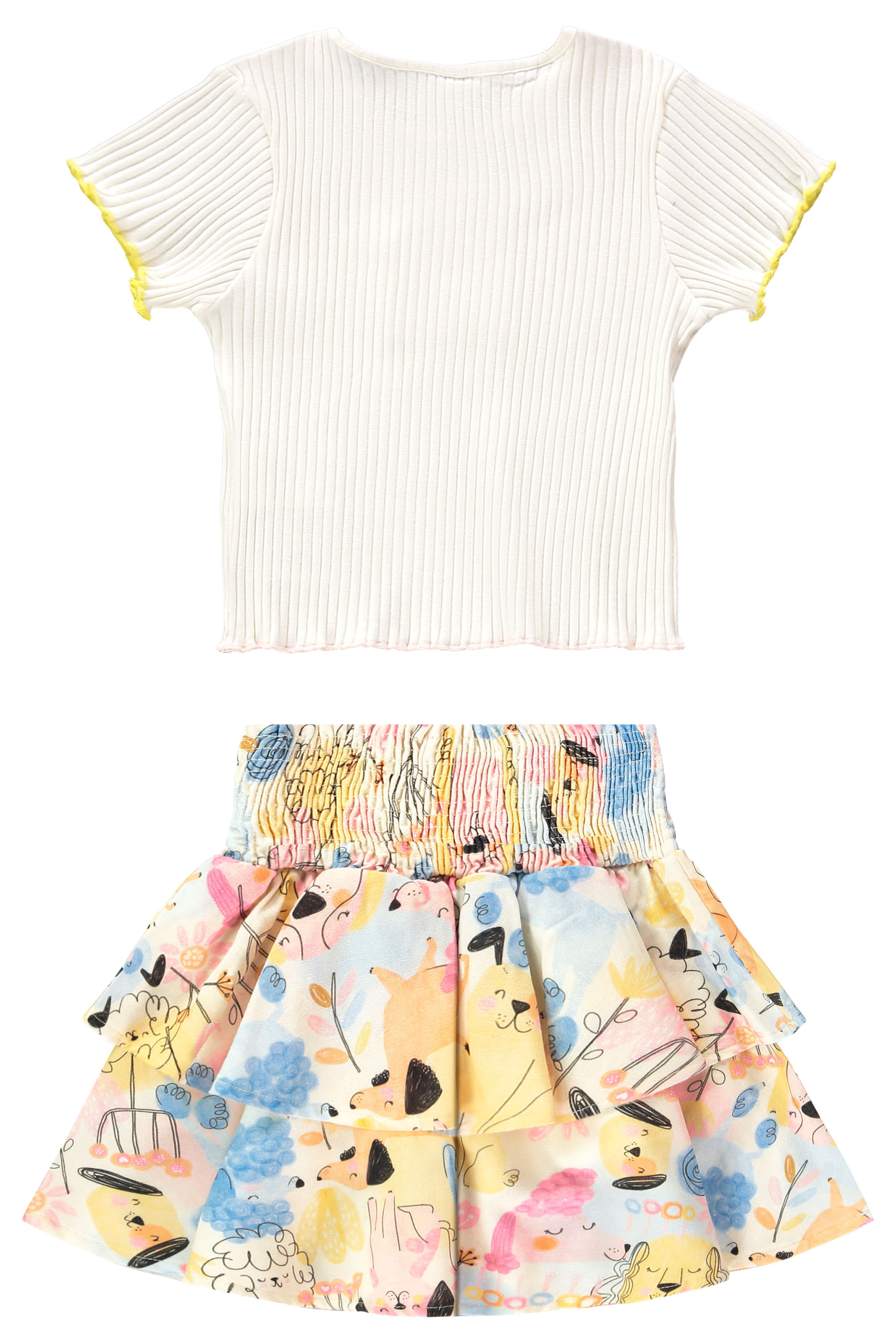 Conjunto Infantil com Cropped e Saia Aumigo (Off White) Três e Já - Imagem 40
