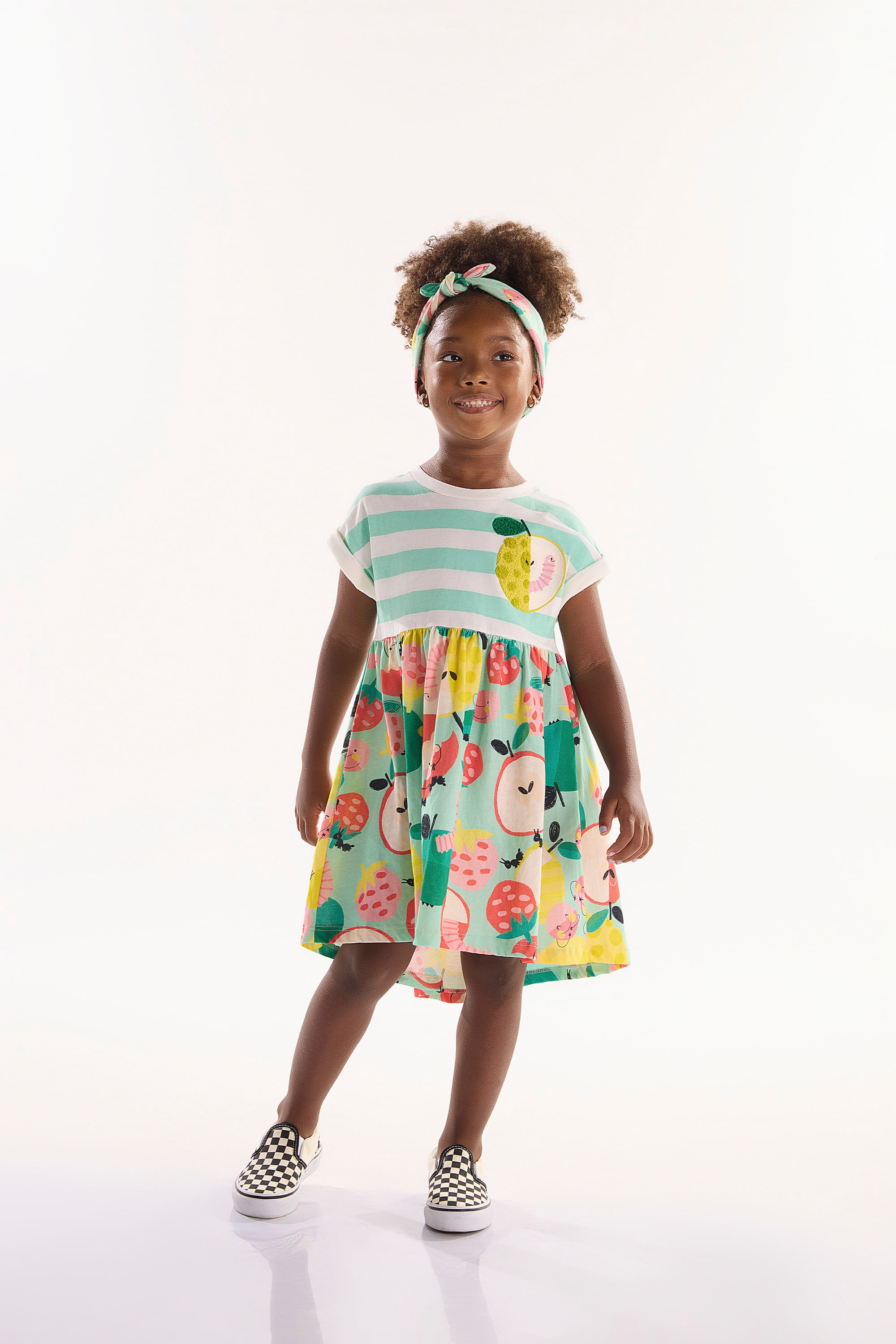 Vestido Infantil em Meia Malha Pomar Feliz (Verde) Três e Já - Imagem 13