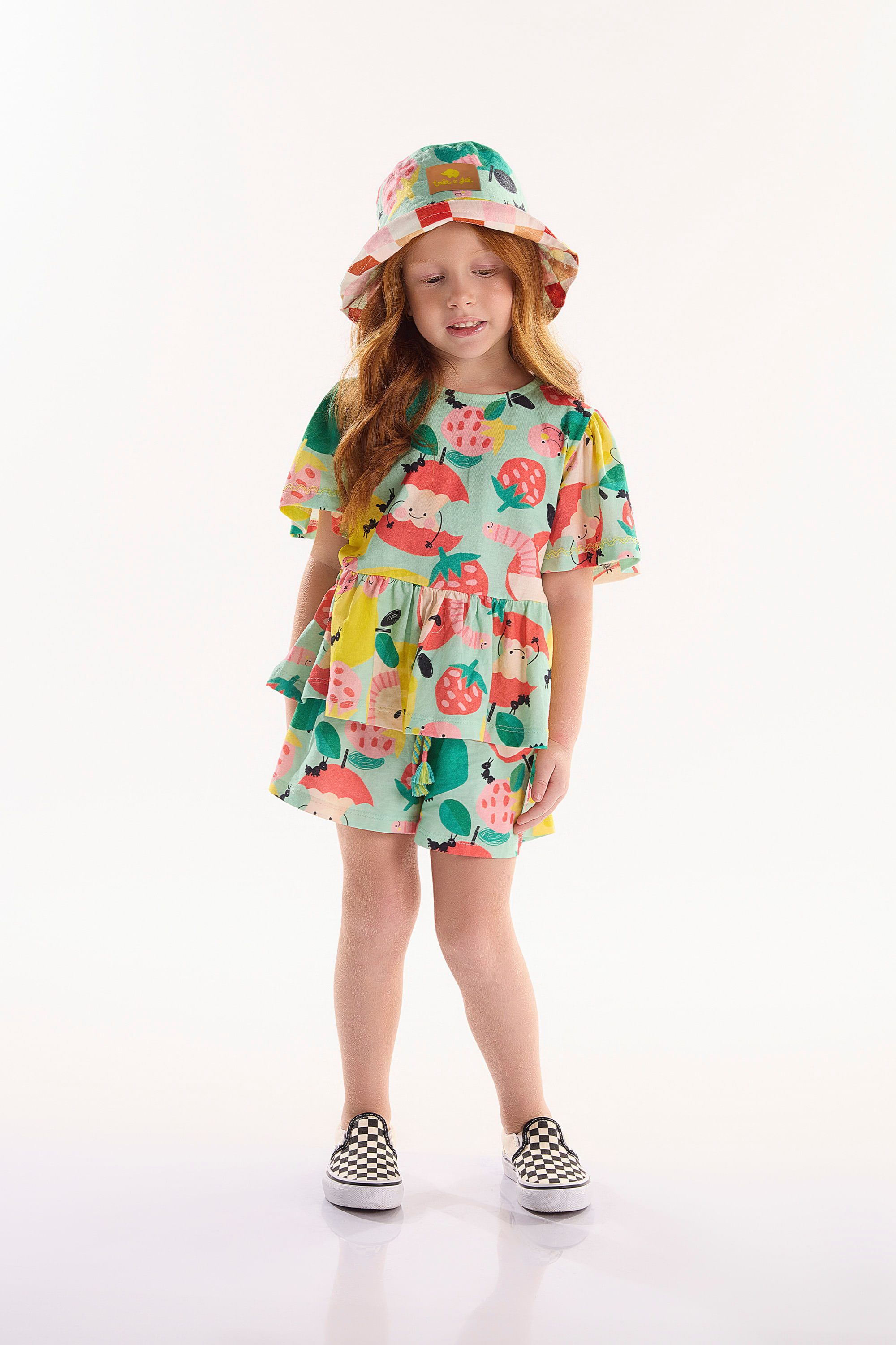 Conjunto Infantil Pomar Feliz com Blusa e Short (Verde) Três e Já - Imagem 8