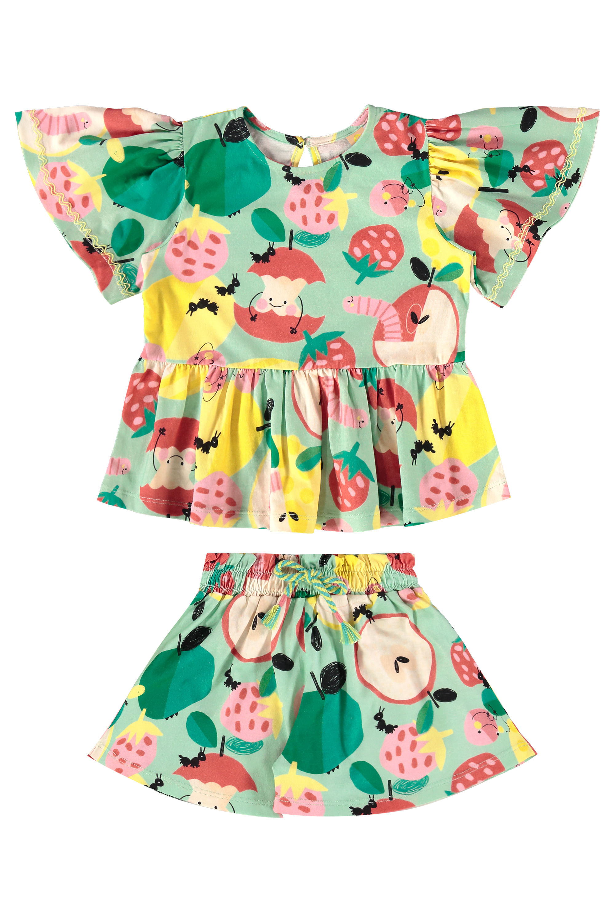 Conjunto Infantil Pomar Feliz com Blusa e Short (Verde) Três e Já - Imagem 30