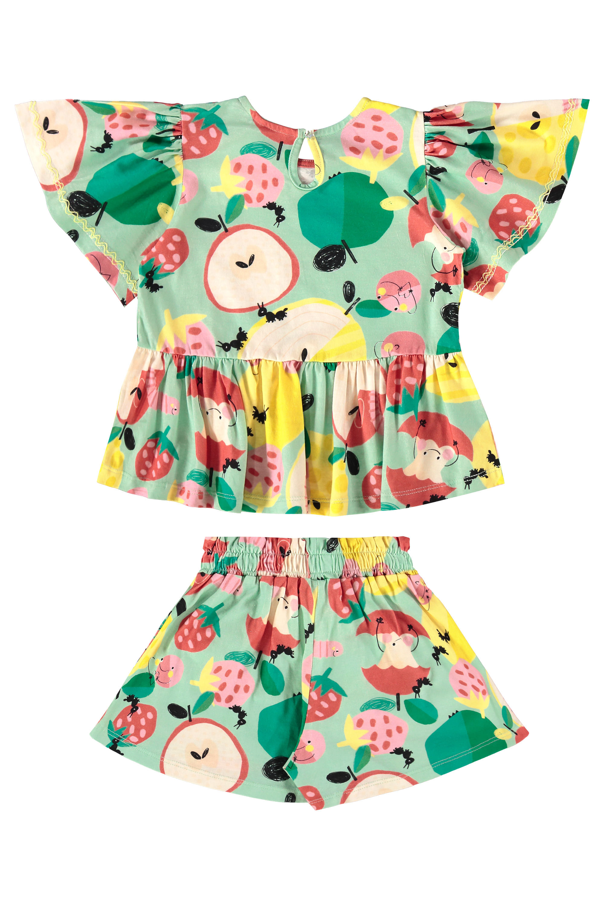 Conjunto Infantil Pomar Feliz com Blusa e Short (Verde) Três e Já - Imagem 40