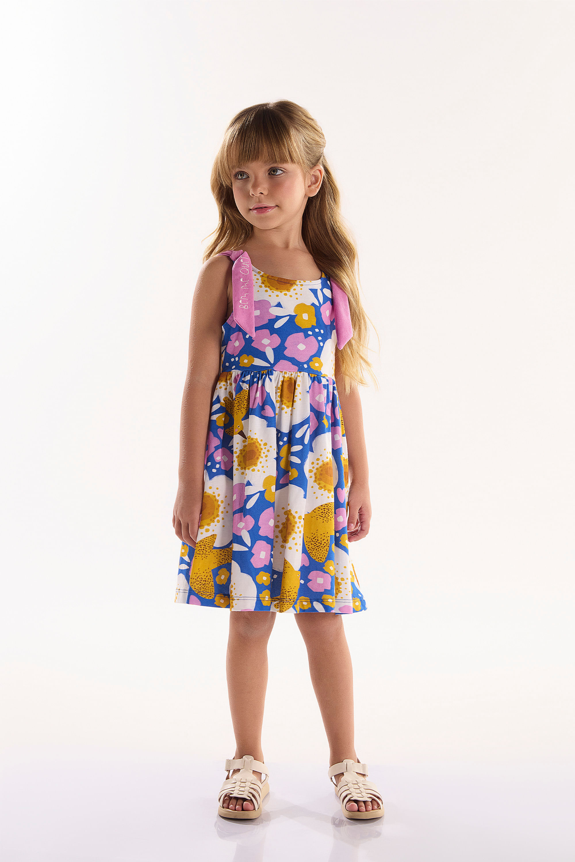 Vestido Infantil Bem Me Quer em Meia Malha (Azul) Três e Já - Imagem 21