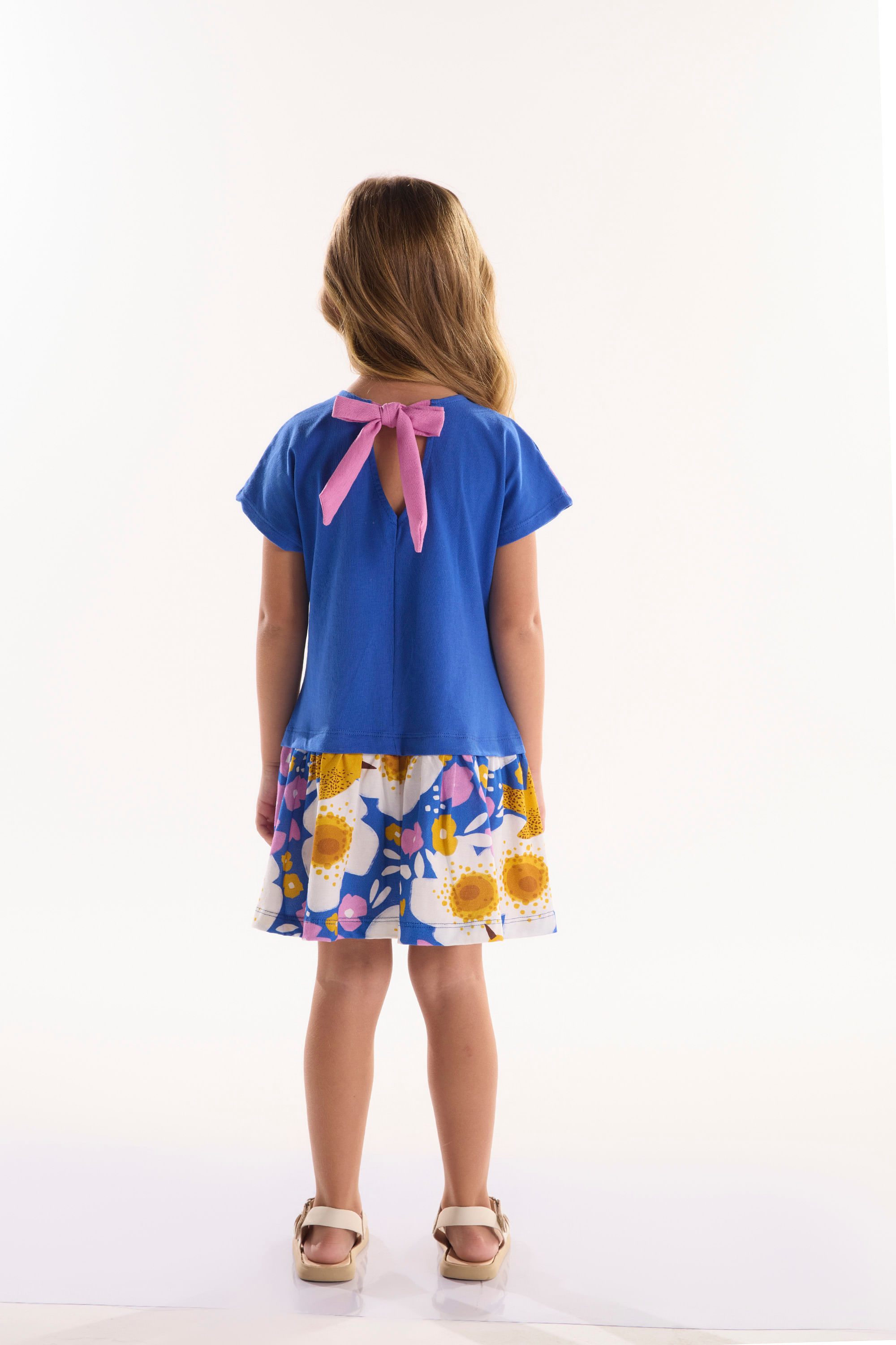 Vestido Bem Me Quer Infantil em Meia Malha (Azul) Três e Já - Imagem 23