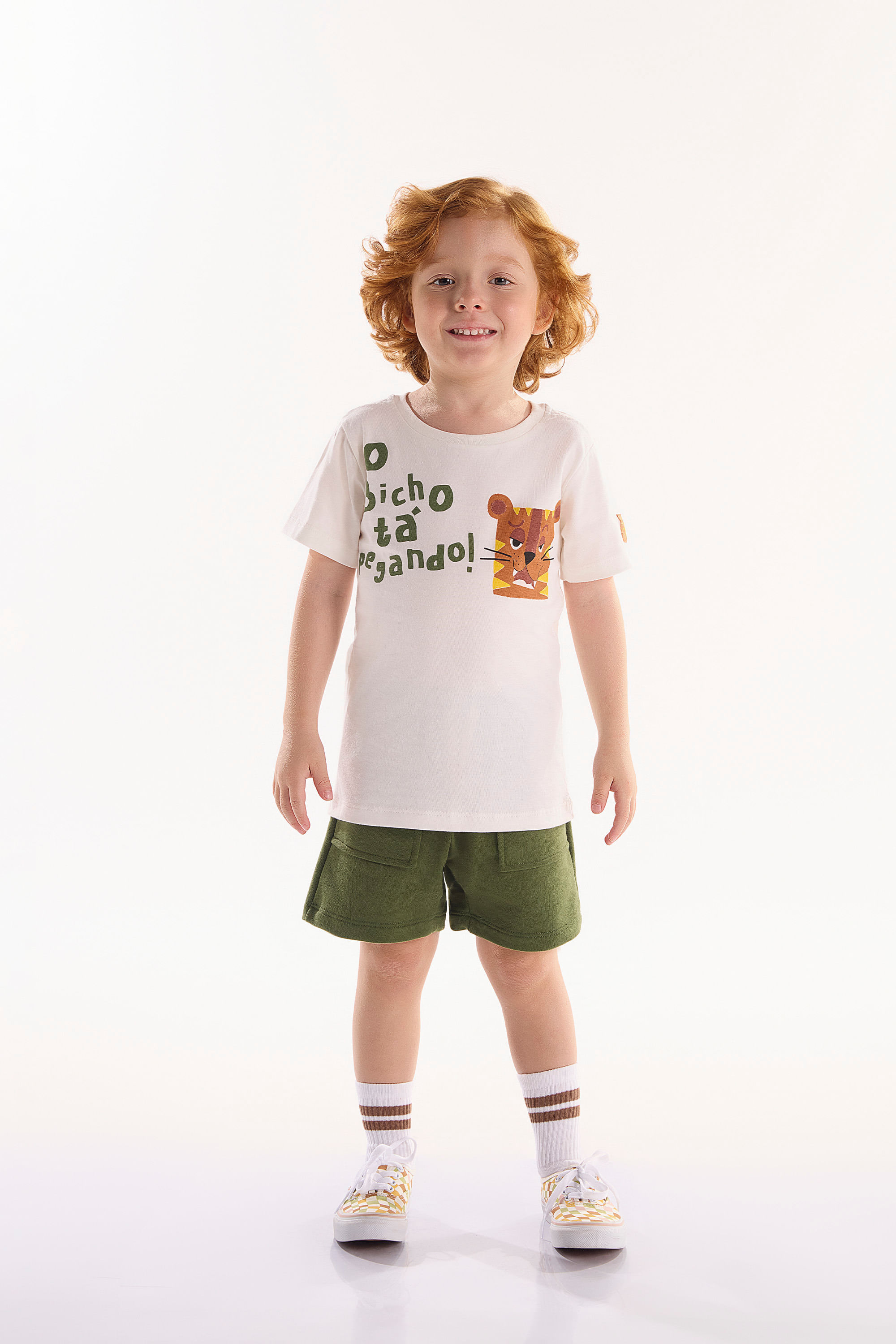 Conjunto Safári Infantil Masculino com Camiseta e Short (Off White) Três e Já - Imagem 41