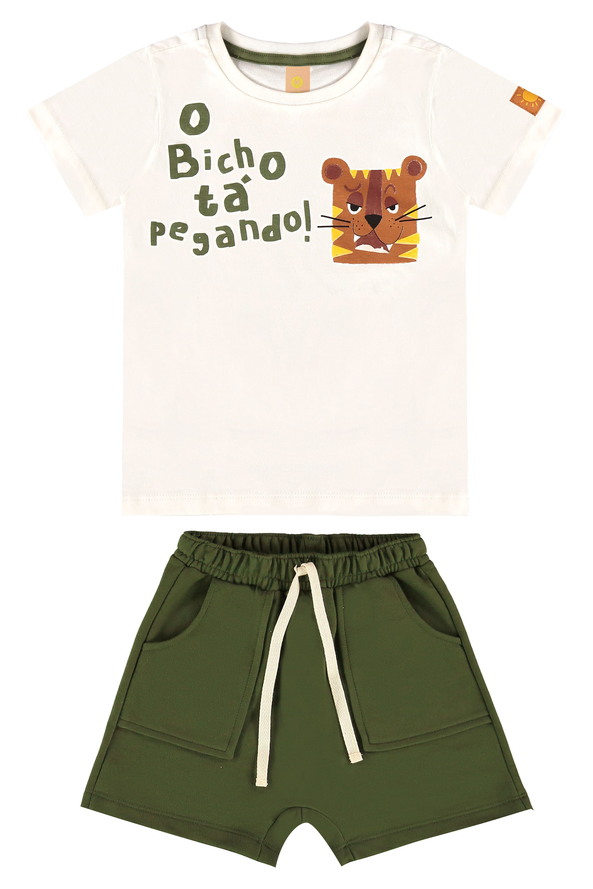 Conjunto Safári Infantil Masculino com Camiseta e Short (Off White) Três e Já - Imagem 42
