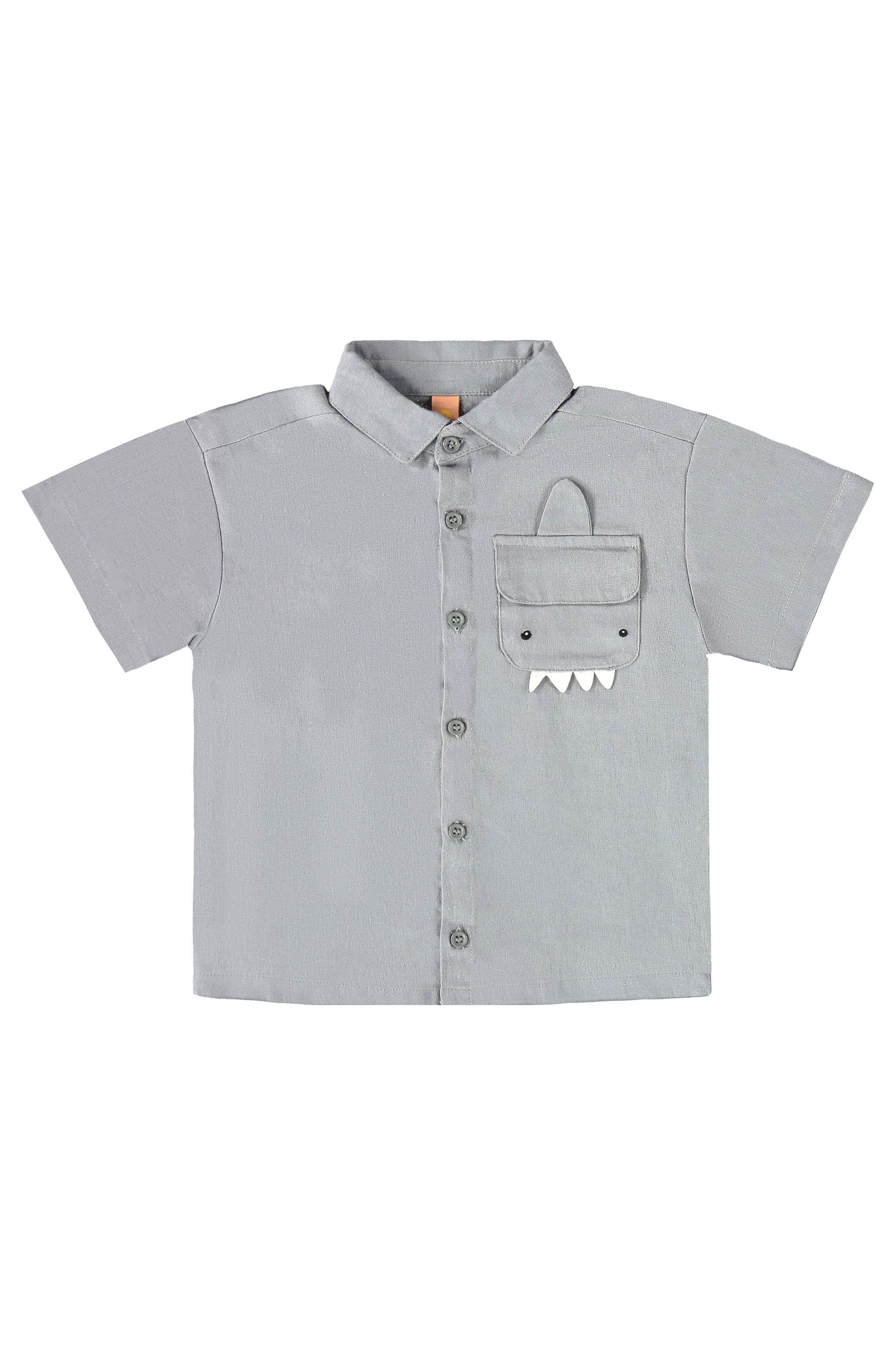 Conjunto oMar Infantil Masculino com Camisa e Short (Cinza) Três e Já - Imagem 3