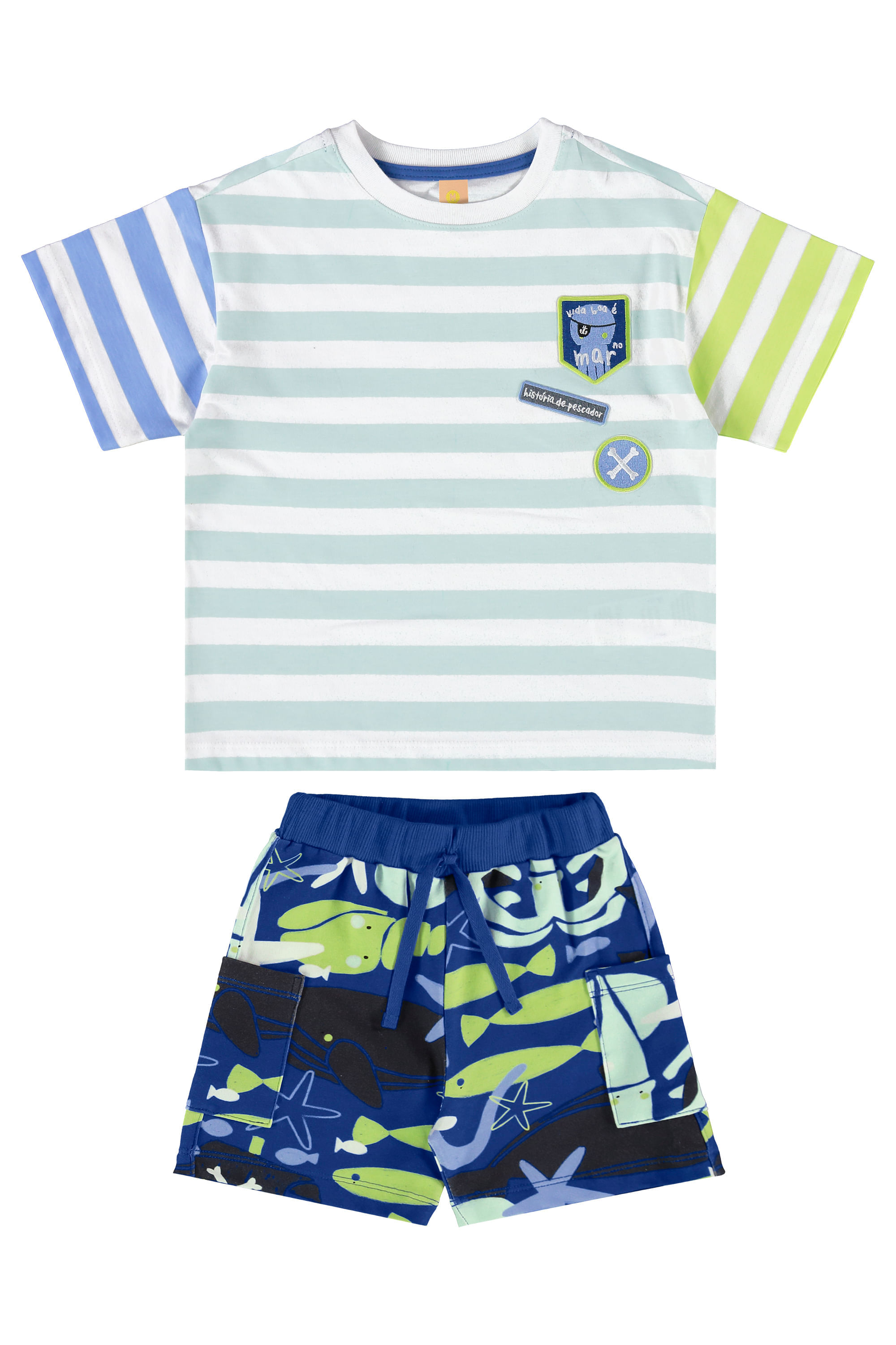 Conjunto Infantil Masculino oMar com Camiseta e Short (Branco) Três e Já - Imagem 9