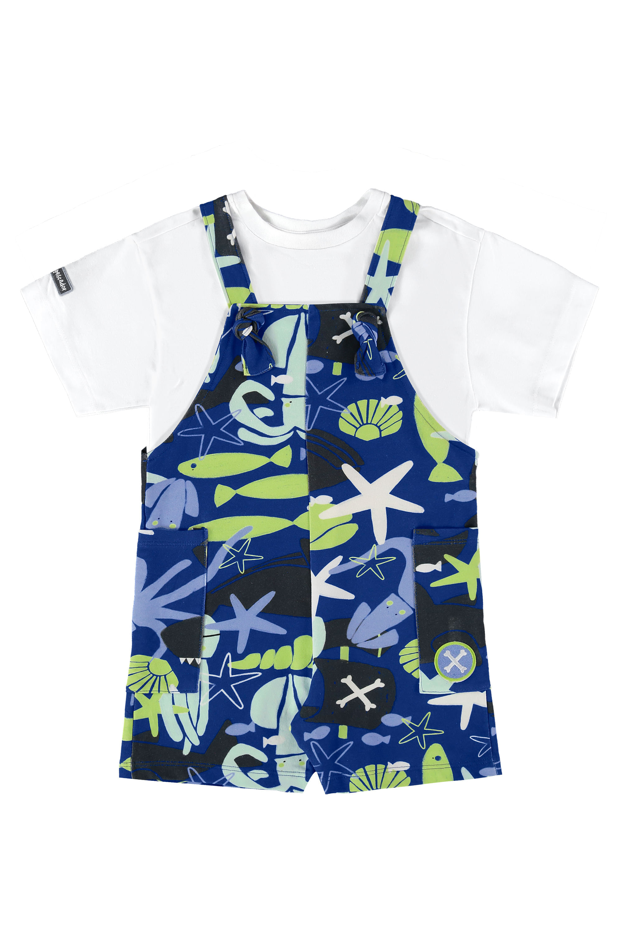 Conjunto Infantil oMar com Camiseta e Jardineira (Branco) Três e Já - Imagem 2
