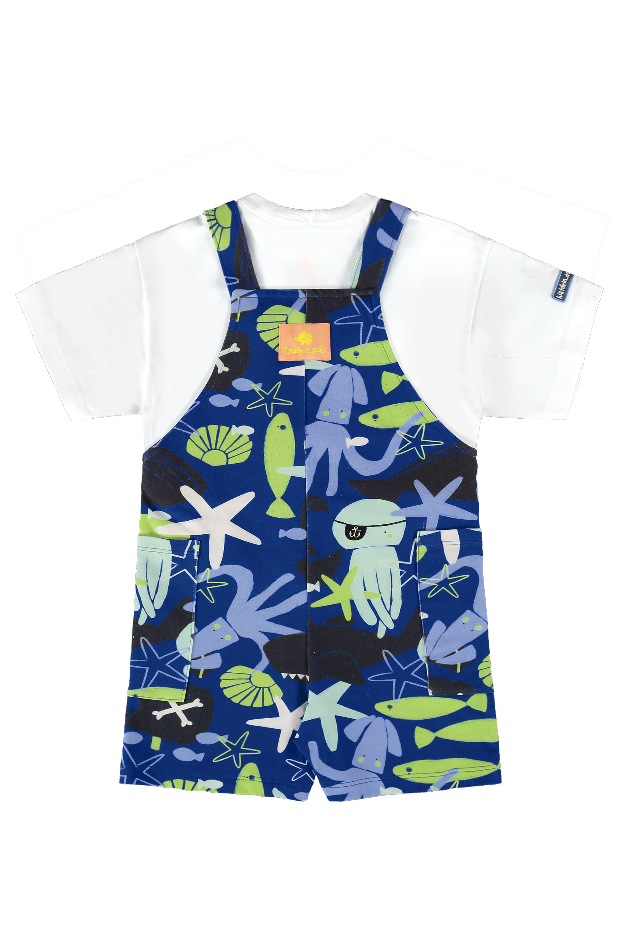 Conjunto Infantil oMar com Camiseta e Jardineira (Branco) Três e Já - Imagem 16