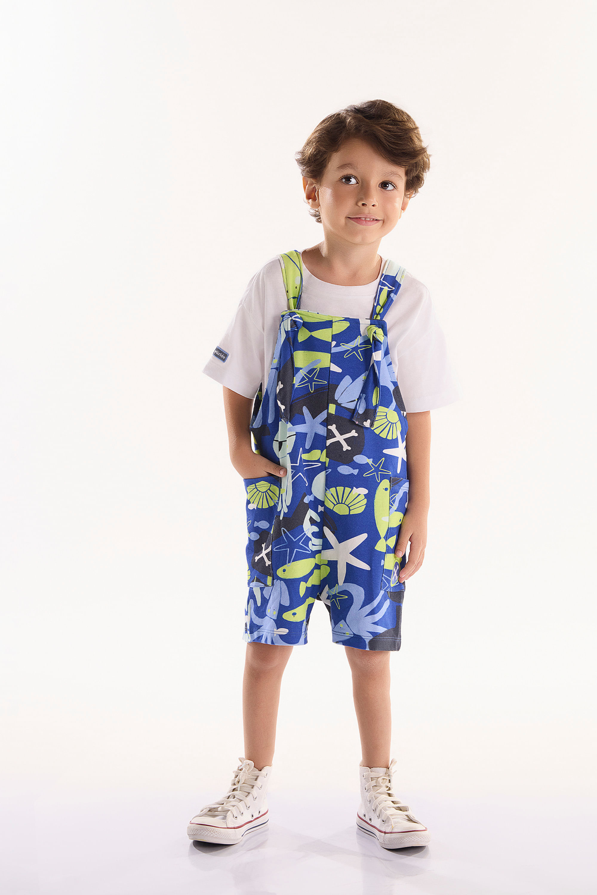 Conjunto Infantil oMar com Camiseta e Jardineira (Branco) Três e Já - Imagem 21