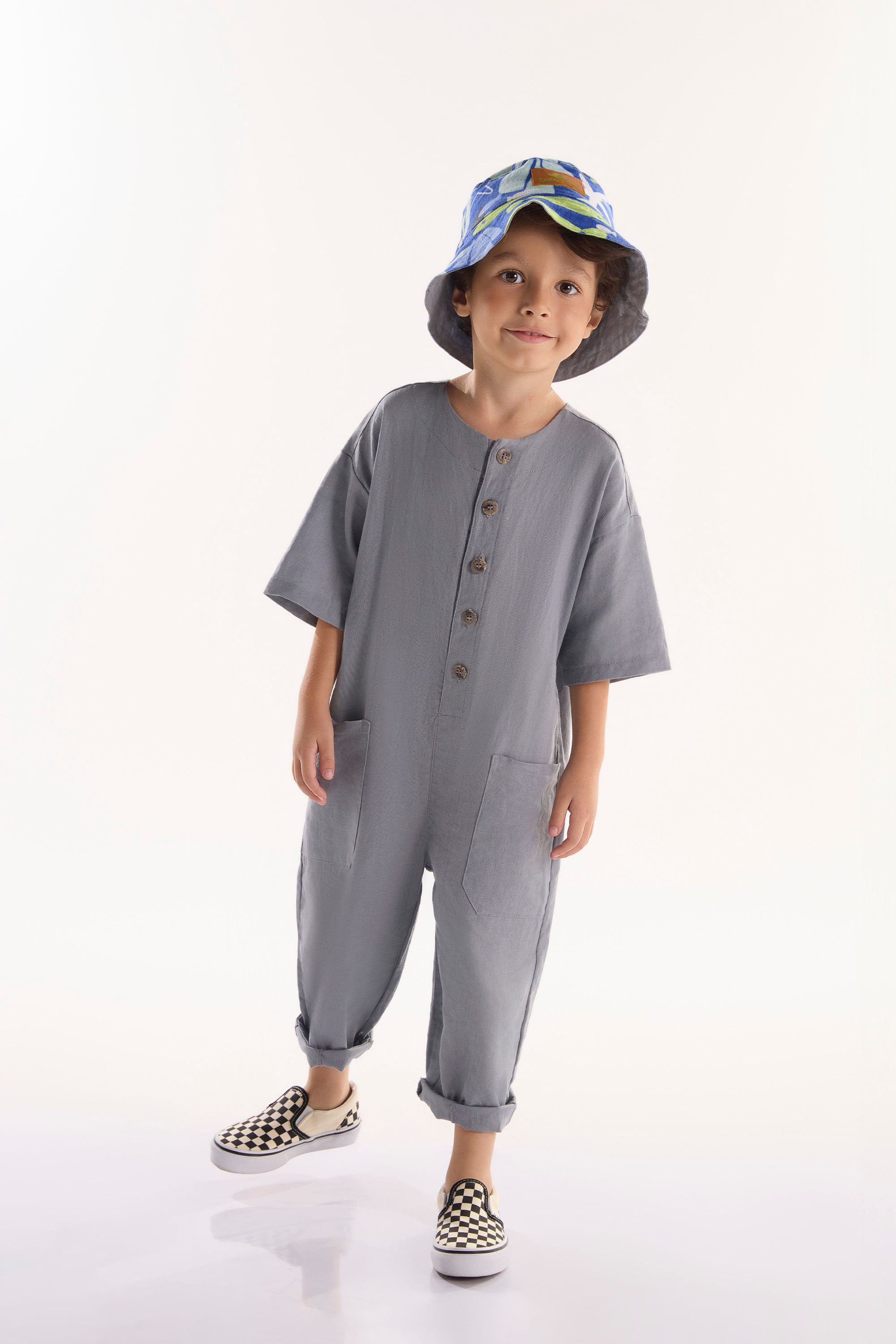 Macacão Infantil Masculino em Viscolinho (Cinza) Três e Já - Imagem 9