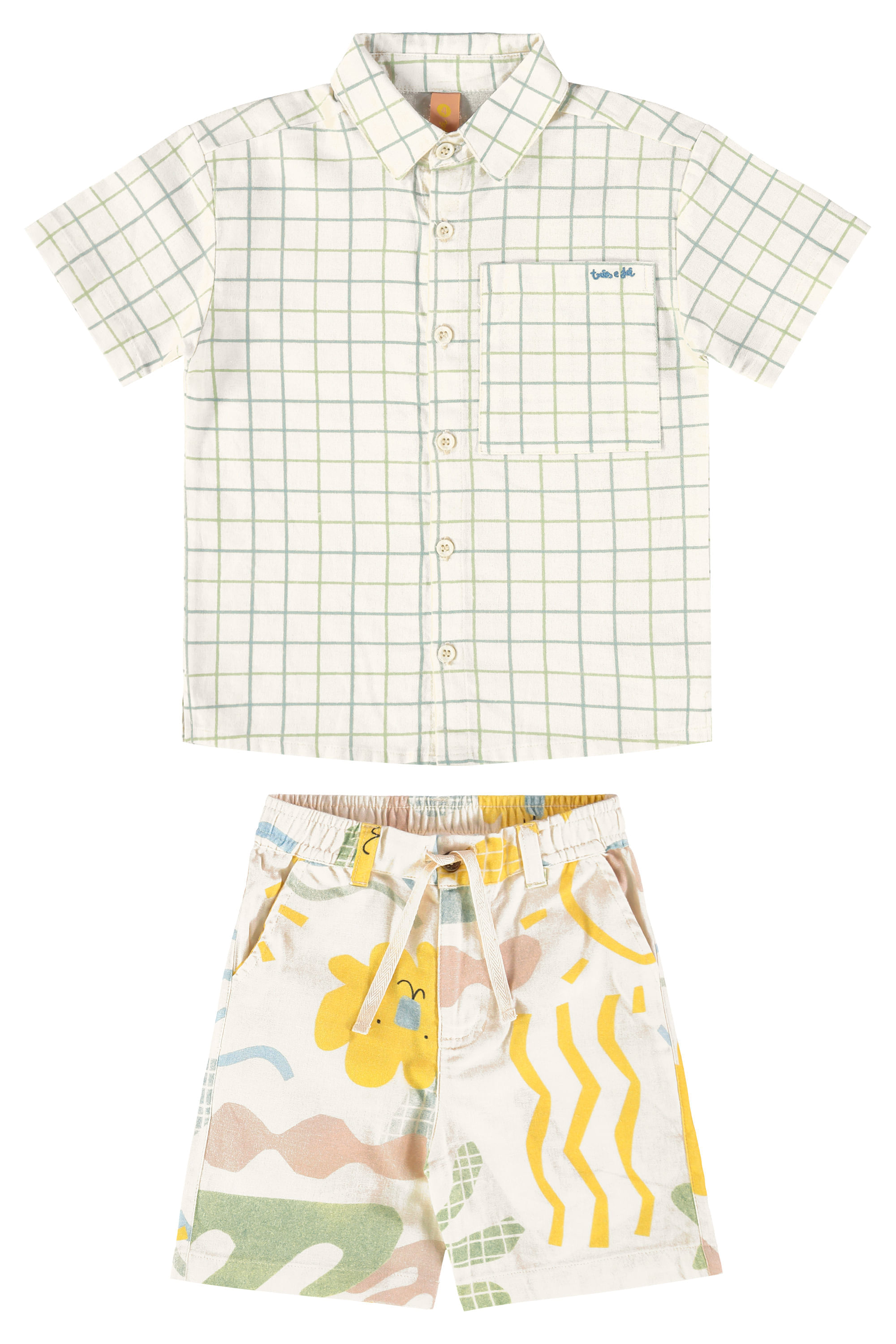 Conjunto Infantil Menino Beiramar com Camisa e Bermuda (Off White) Três e Já - Imagem 26