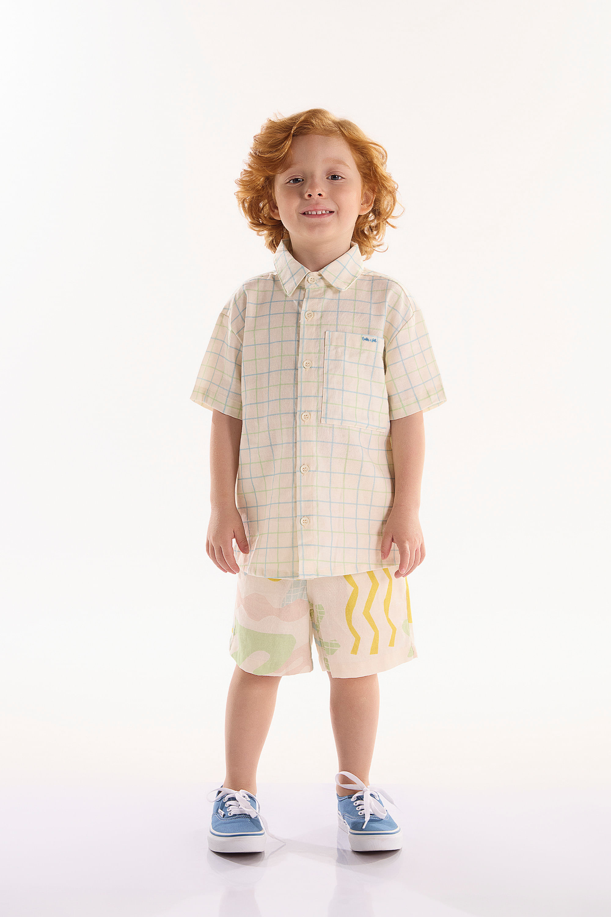 Conjunto Infantil Menino Beiramar com Camisa e Bermuda (Off White) Três e Já - Imagem 33