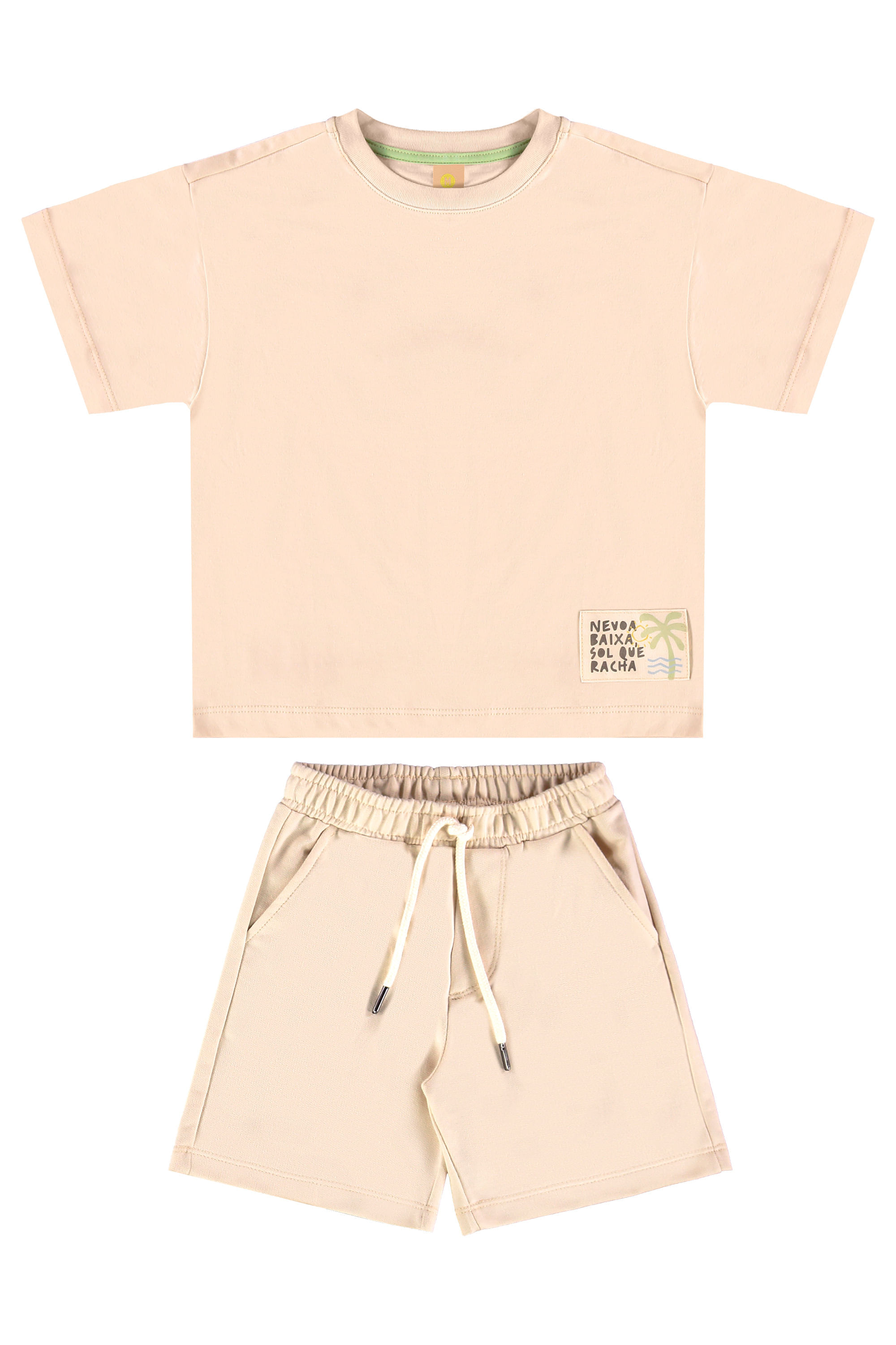 Conjunto Infantil Masculino com Camiseta e Bermuda Beiramar (Bege) Três e Já - Imagem 2