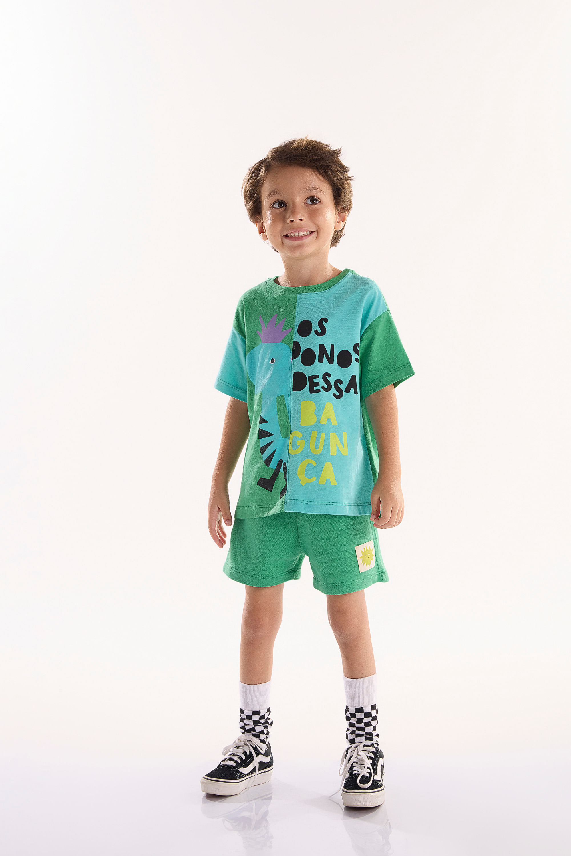 Conjunto Dino Infantil Masculino com Camiseta e Short (Verde) Três e Já - Imagem 9