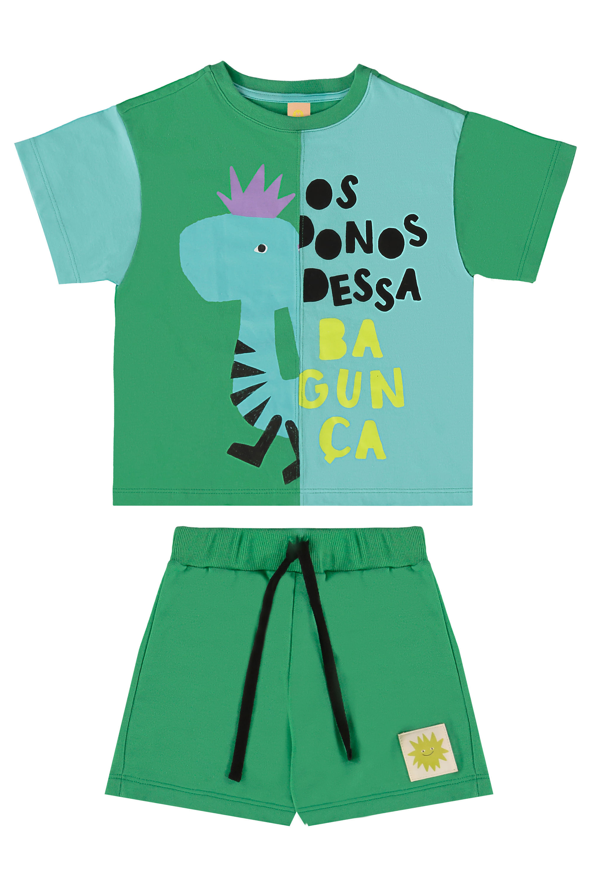 Conjunto Dino Infantil Masculino com Camiseta e Short (Verde) Três e Já - Imagem 42