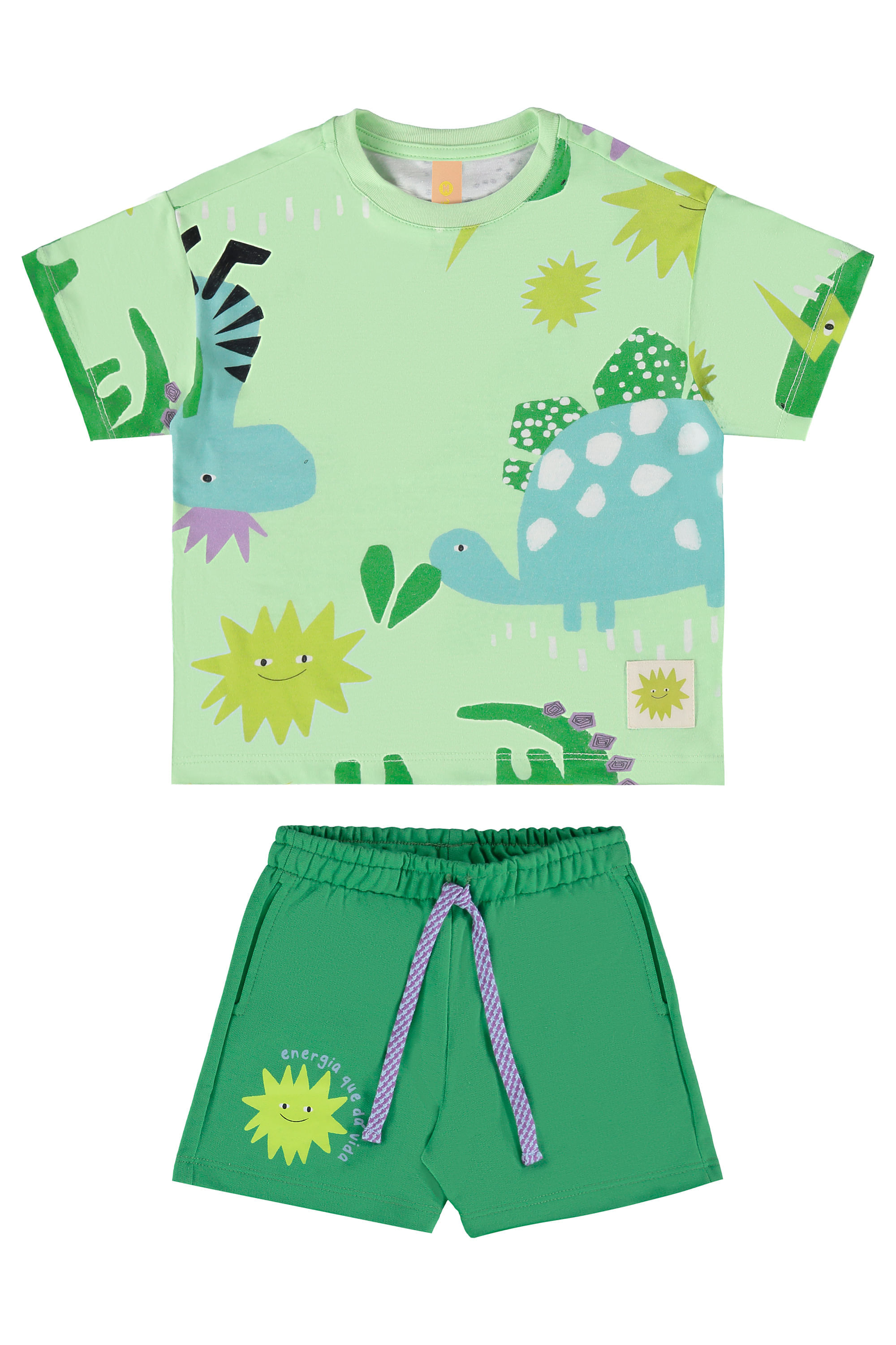 Conjunto Infantil Masculino Dino com Camiseta e Short (Verde) Três e Já - Imagem 23