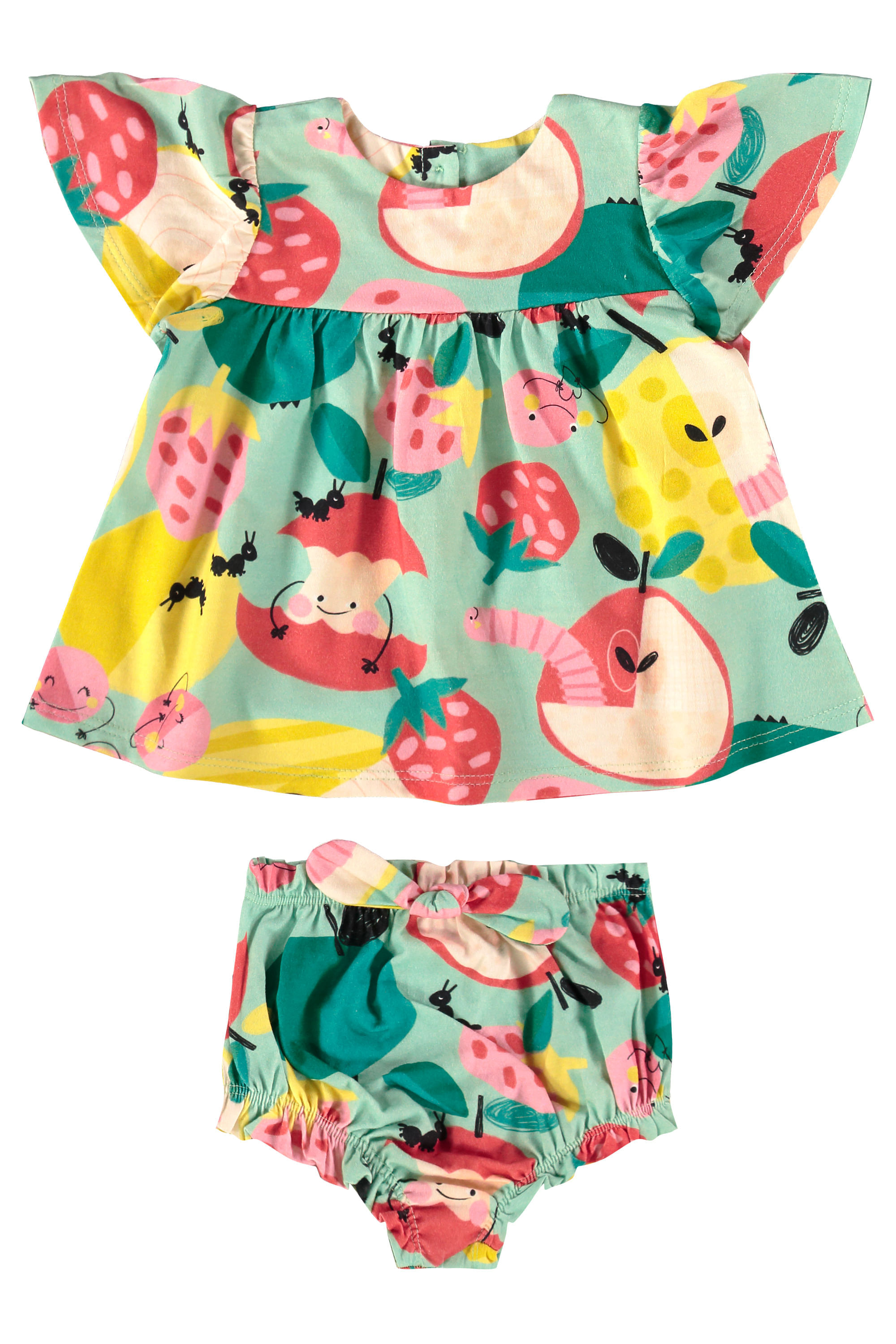 Conjunto Pomar Feliz para Bebê Menina em Meia Malha (Verde) Três e Já - Imagem 16