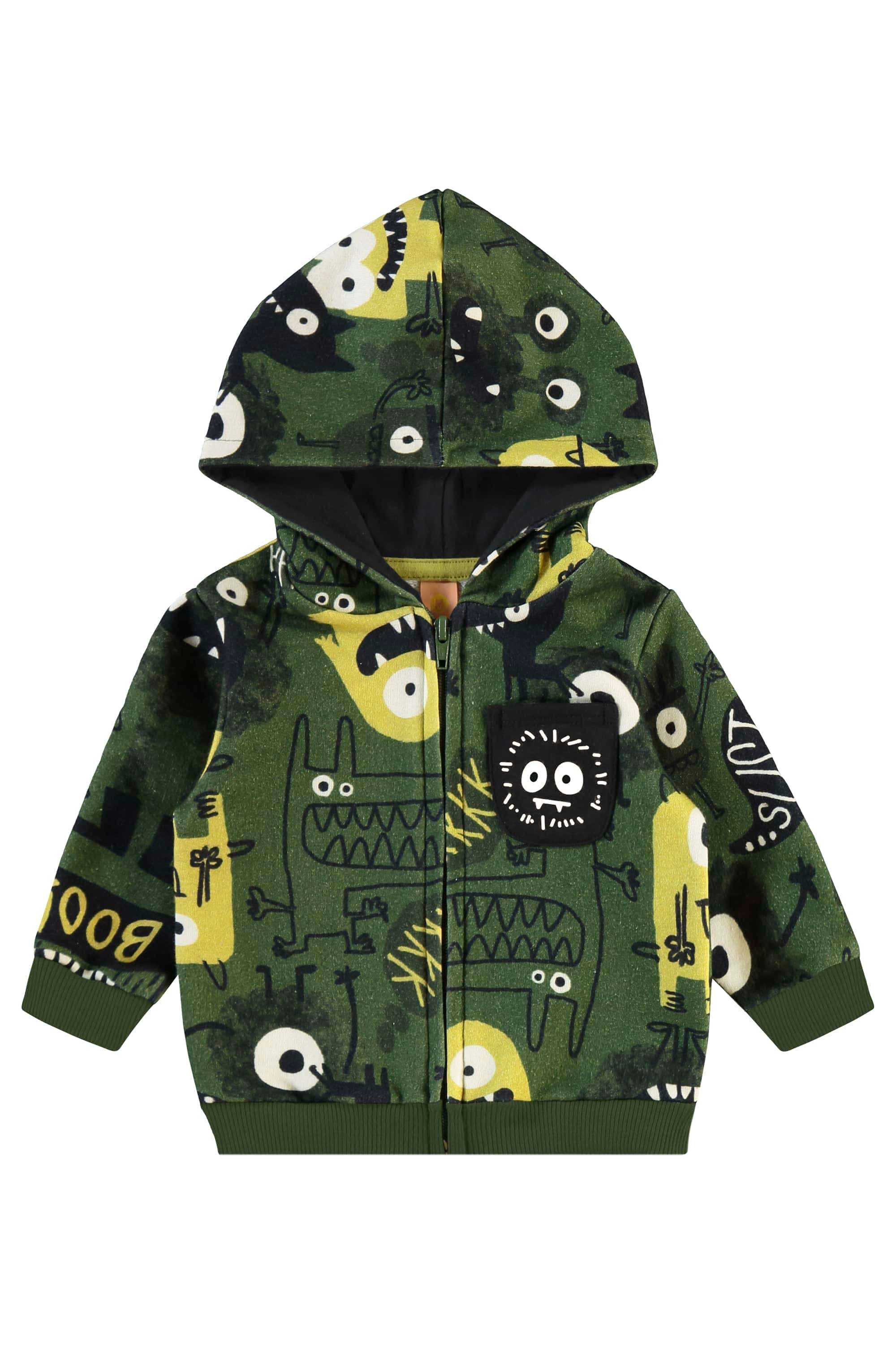 Conjunto para Bebê Menino em Moletom de Monstrinho (Verde) Três e Já - Imagem 3