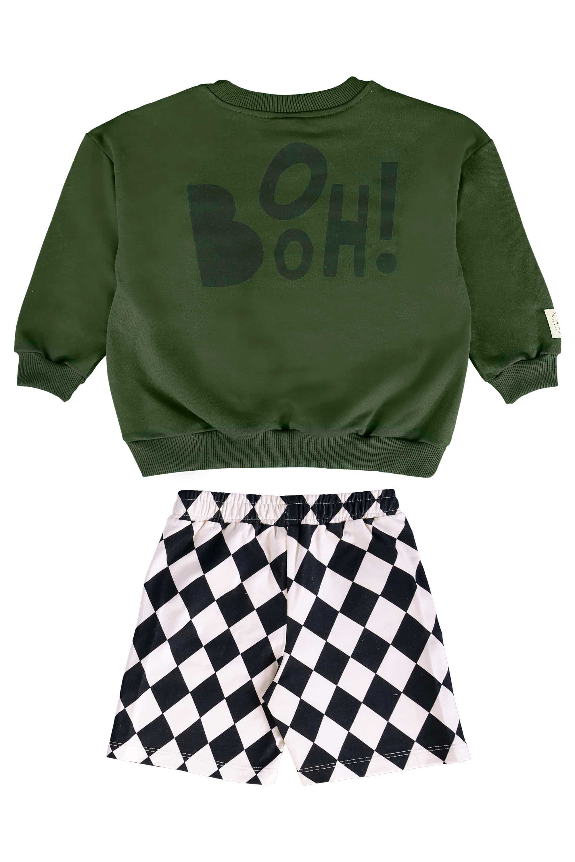 Conjunto Infantil Masculino com Blusão e Bermuda de Monstrinho (Verde) Três e Já - Imagem 22